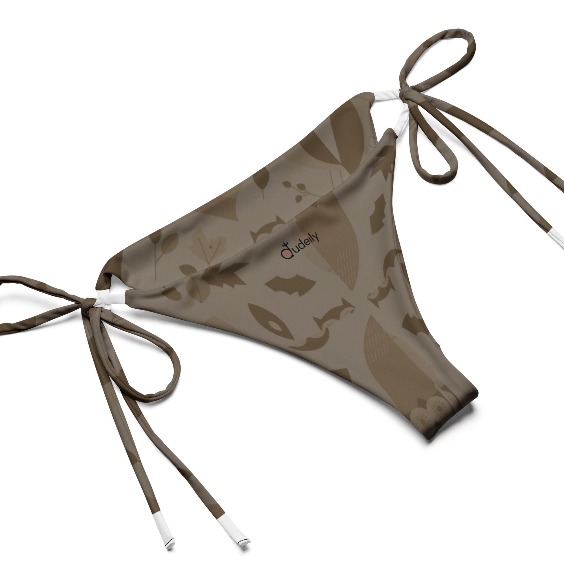 Owl-Themed All-Over Print Recycled String Bikini – Eco-Friendly Swimwear for Sustainable Style Dudeily