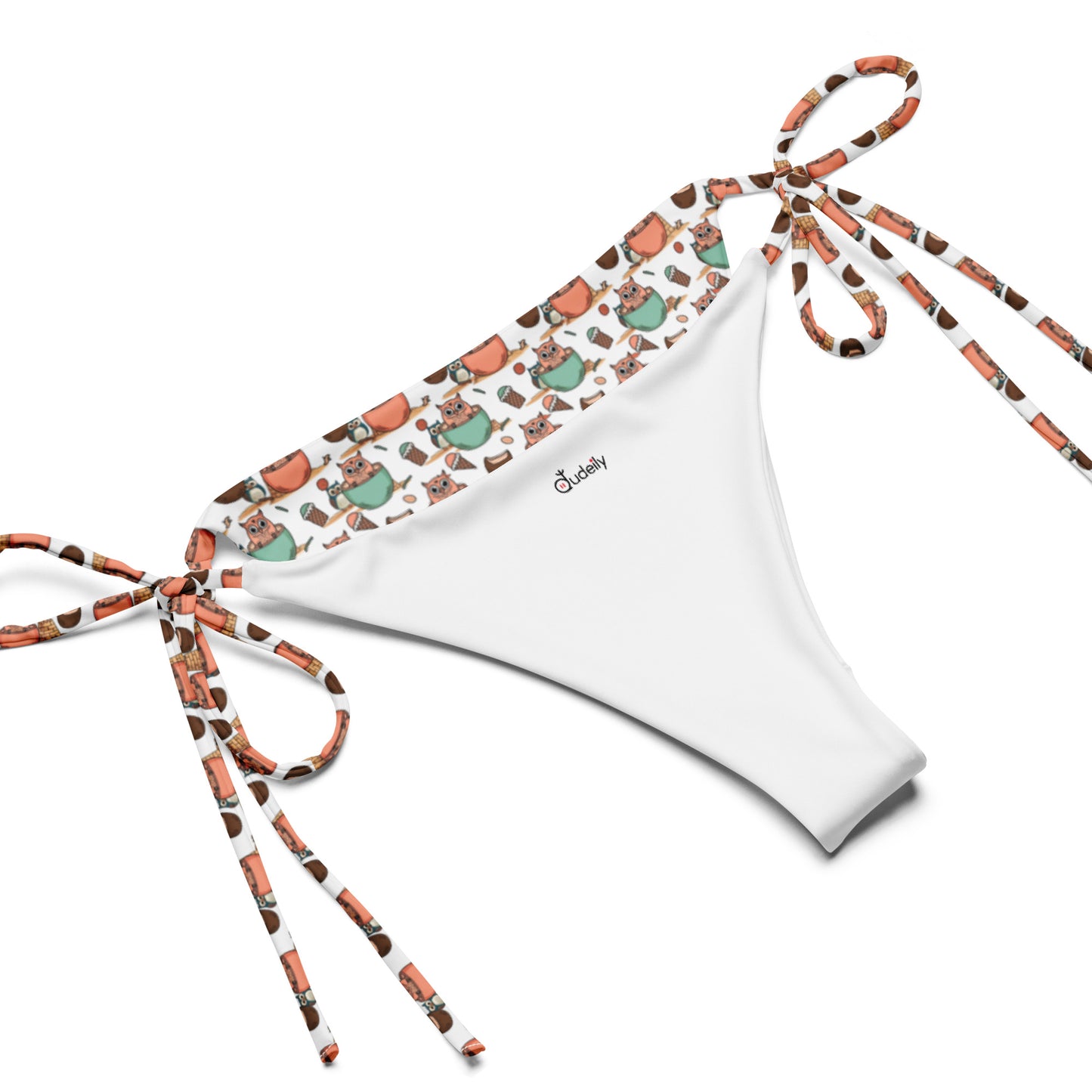 Wise Shores Recycled String Bikini – Owl-Themed All-Over Print Swimwear for Sustainable Living Dudeily