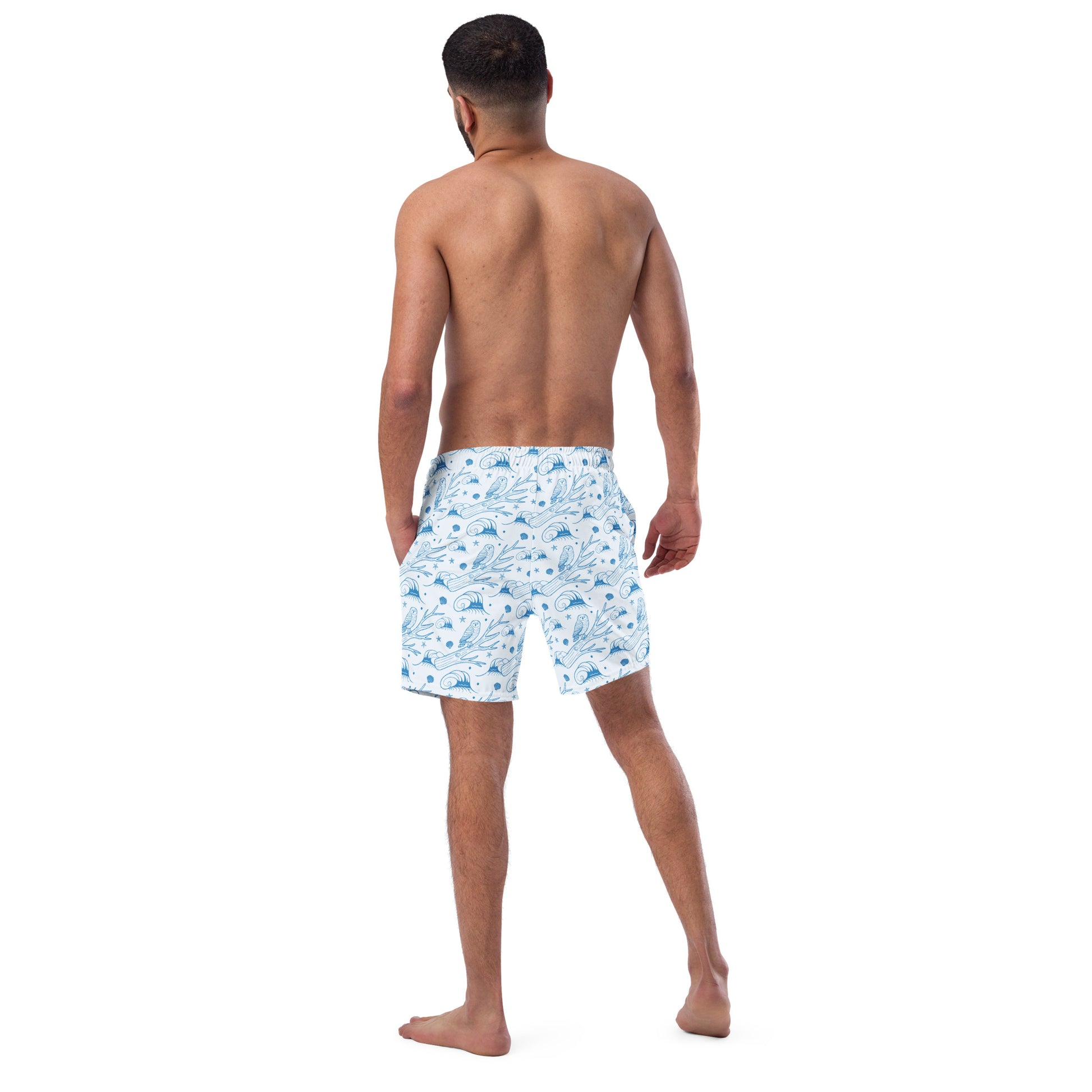Owl Spirit Recycled Swim Trunks – Sustainable Beachwear for Eco Warriors Dudeily