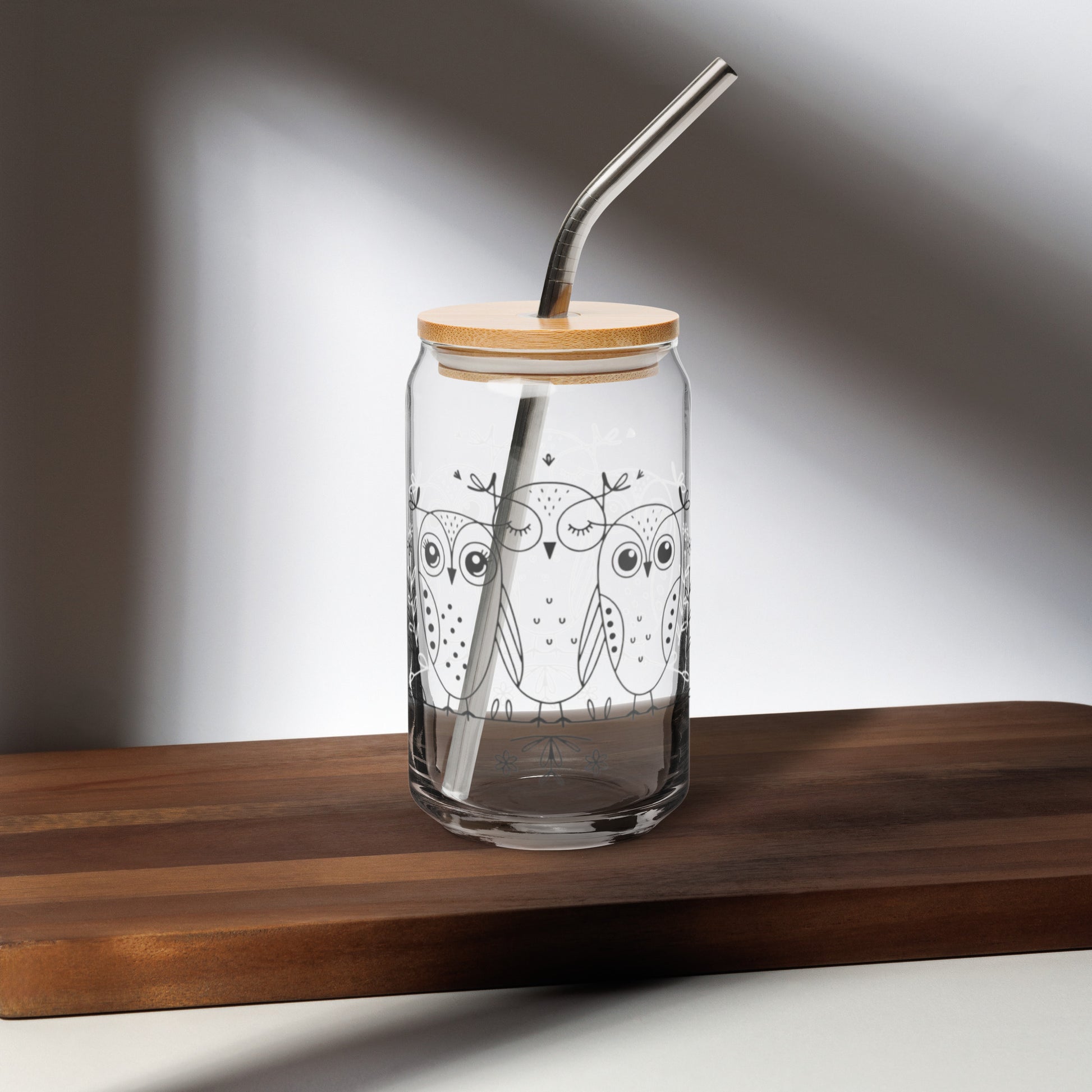 Owl-Themed Can-Shaped Glass – Stylish and Unique Drinkware