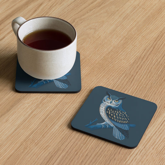 Owl-Themed Cork-Back Coaster – Durable and Stylish Drink Protection