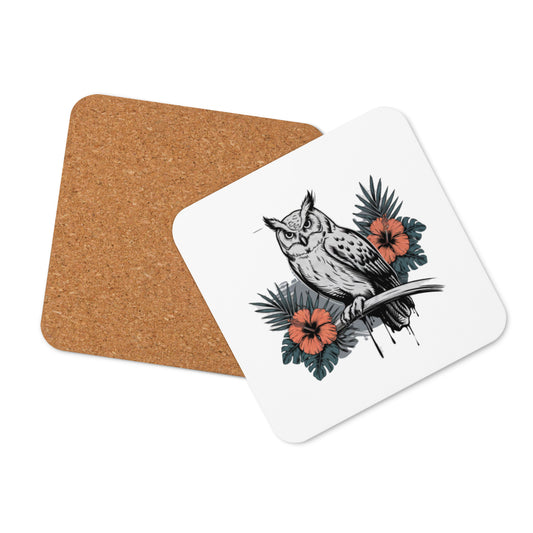 Owl-Themed Cork-Back Coaster – Durable and Stylish Drink Protection