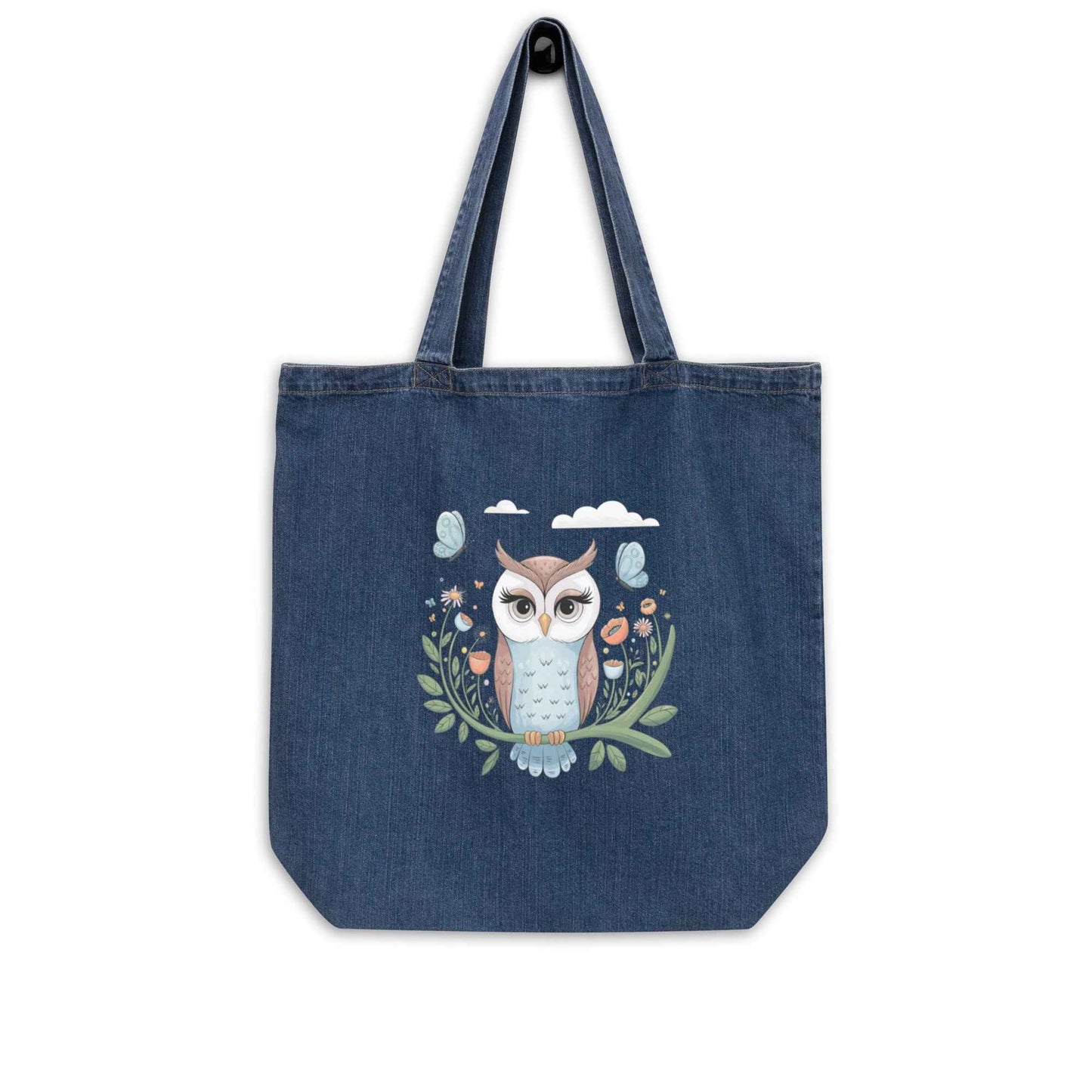 Owl Organic Denim Tote Bags - Durable & Sustainable Fashion Default Title Dudeily