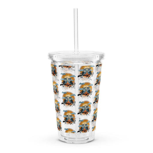 Owl-Themed Insulated Tumbler with Straw – Stylish and Spill-Proof Drinkware