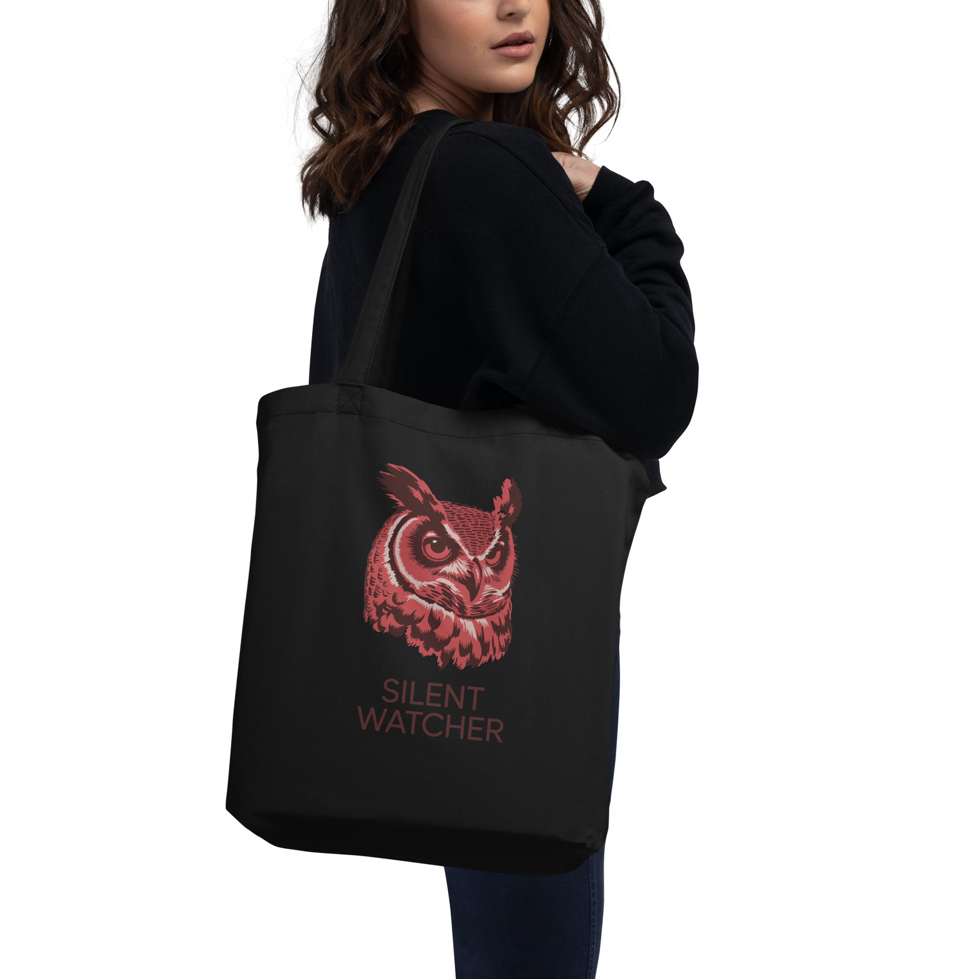 Eco Tote Bag: 'Silent Watcher' in Fall | Sustainable Owl Fashion USA Dudeily