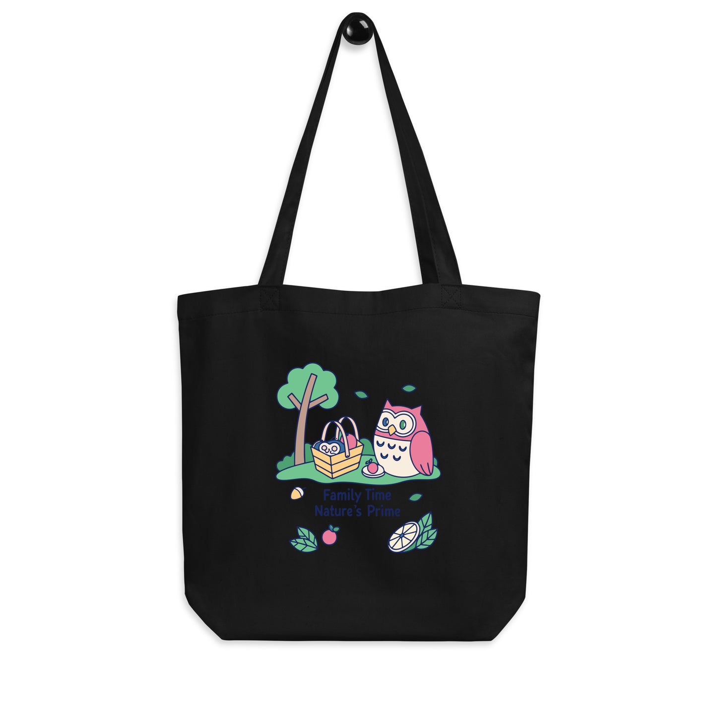 Eco Tote Bag – OwlTote Sustainable Fashion Carryall for Family Day Adventures Black Dudeily