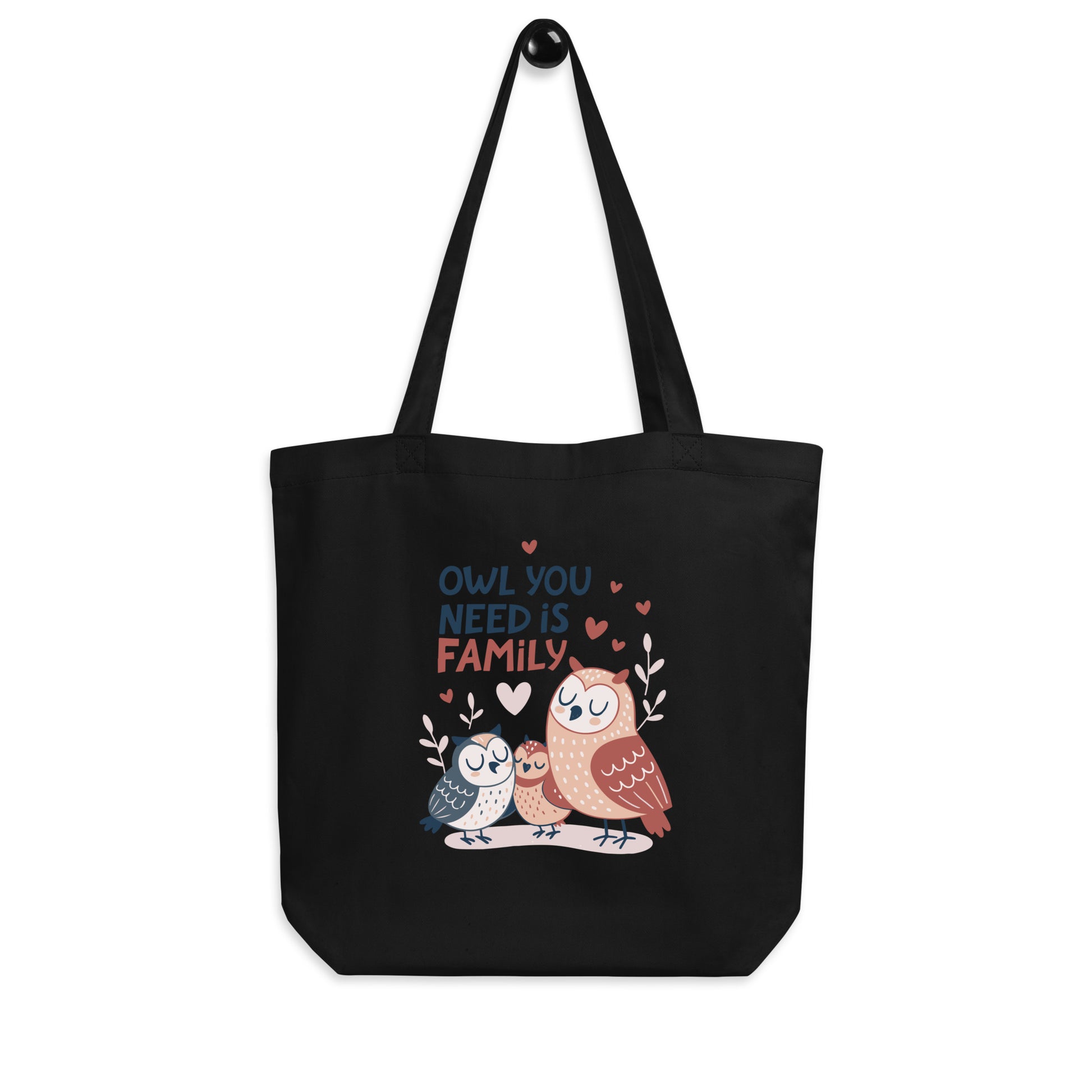 Eco Tote Bag – OwlTote Sustainable Fashion Companion for Family Day Outings Black Dudeily
