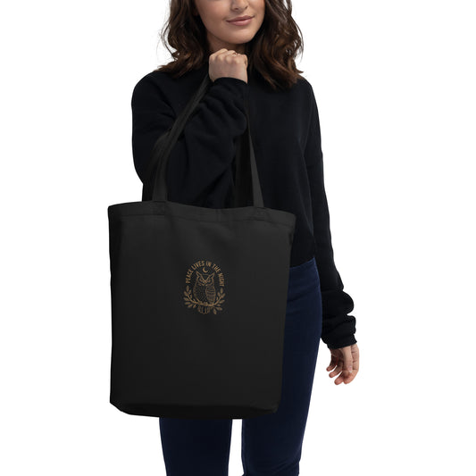 Owl Eco Tote Bag – 'Peace Lives in the Night' in Fall | Sustainable Fashion USA Dudeily