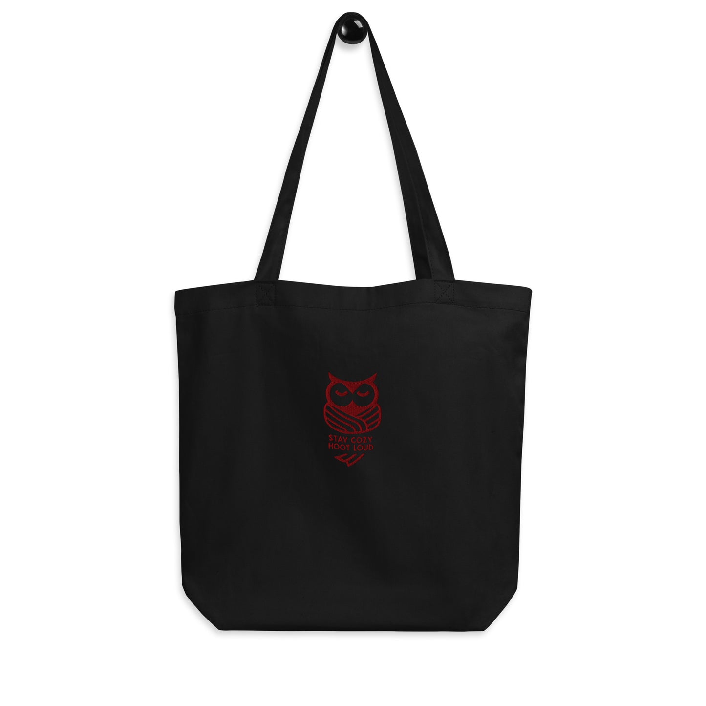 Owl Eco Tote Bag: 'Stay Cozy Hoot Loud' in Fall | Sustainable Fashion USA Black Dudeily