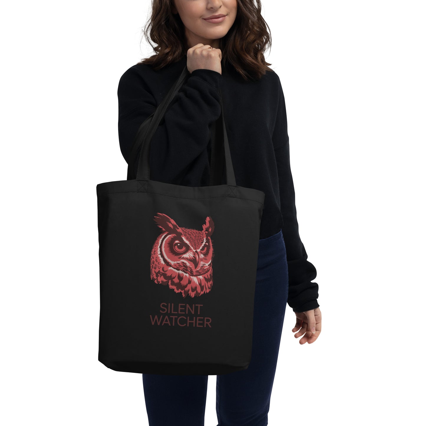 Eco Tote Bag: 'Silent Watcher' in Fall | Sustainable Owl Fashion USA Dudeily