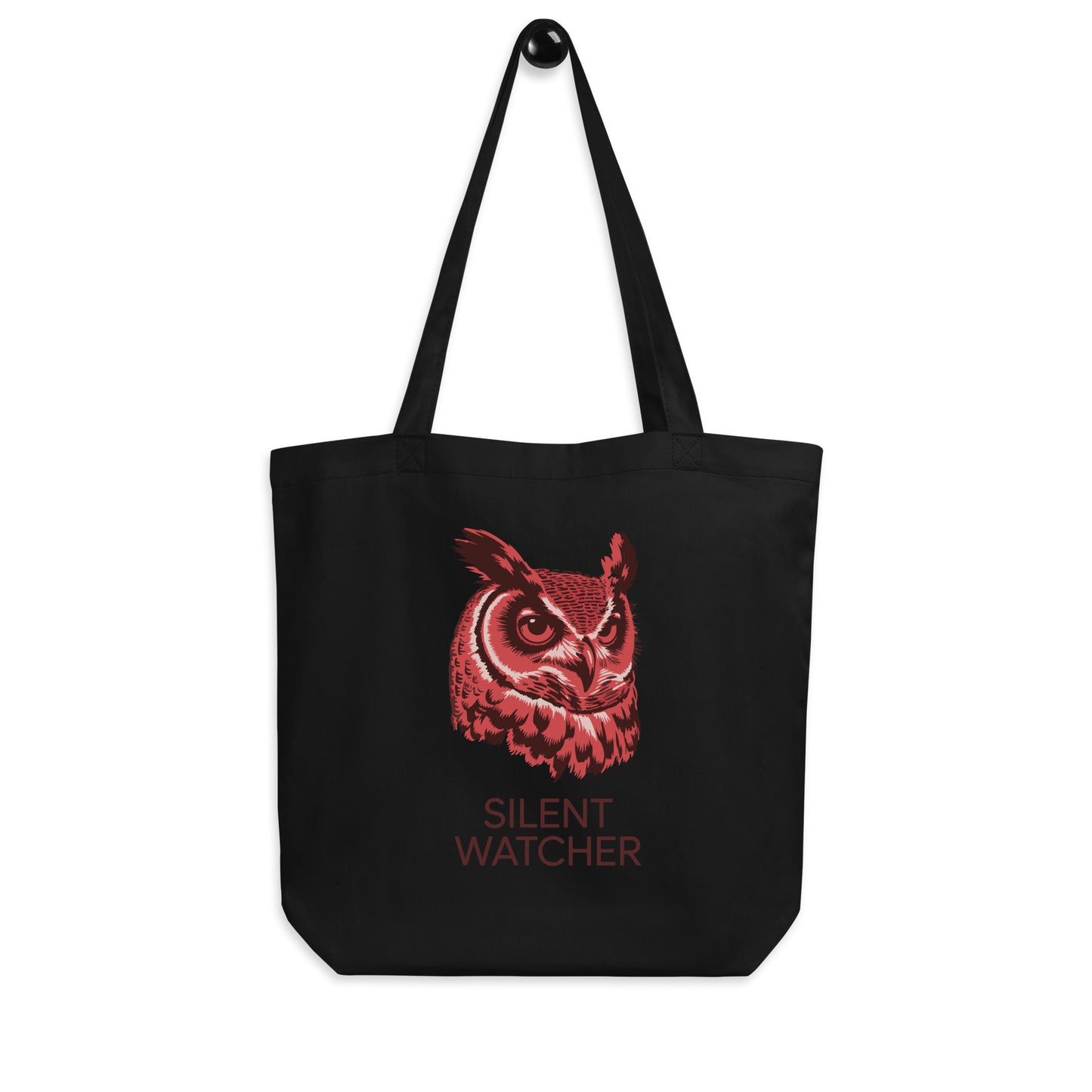 Eco Tote Bag: 'Silent Watcher' in Fall | Sustainable Owl Fashion USA Black Dudeily