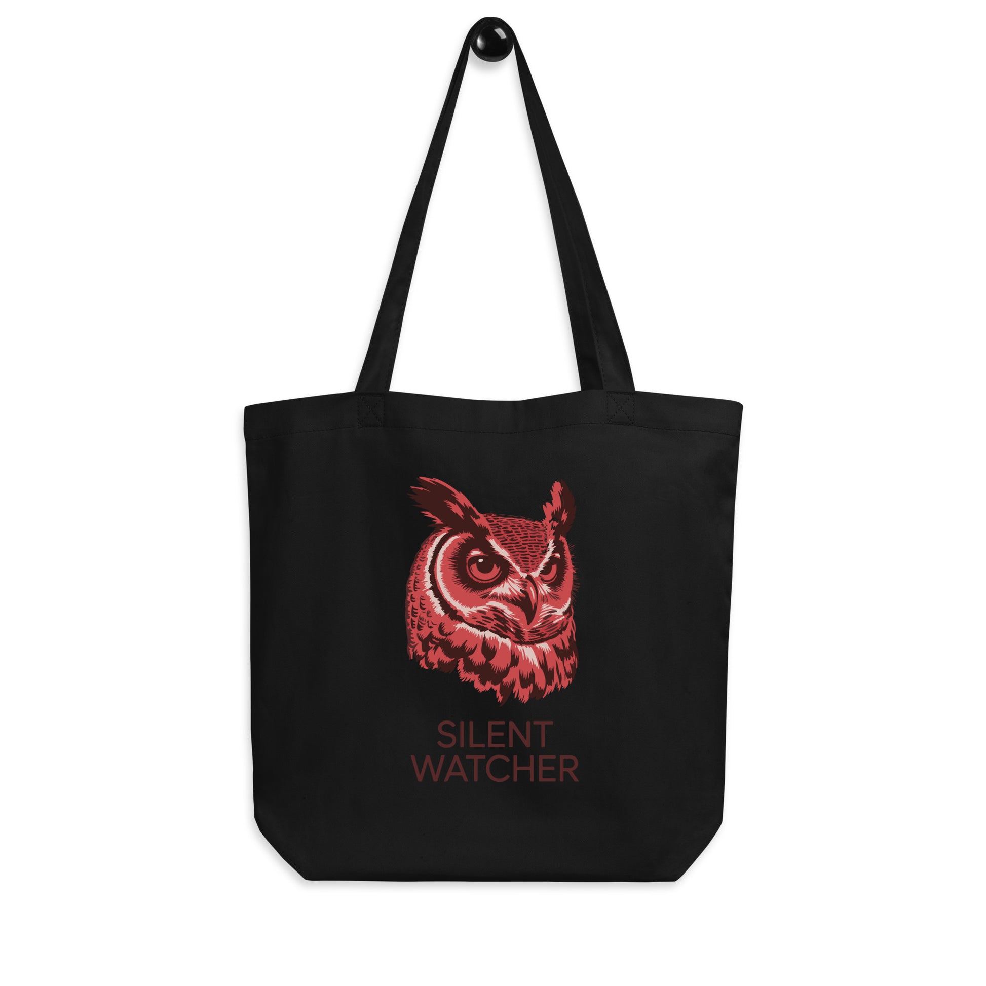 Eco Tote Bag: 'Silent Watcher' in Fall | Sustainable Owl Fashion USA Black Dudeily