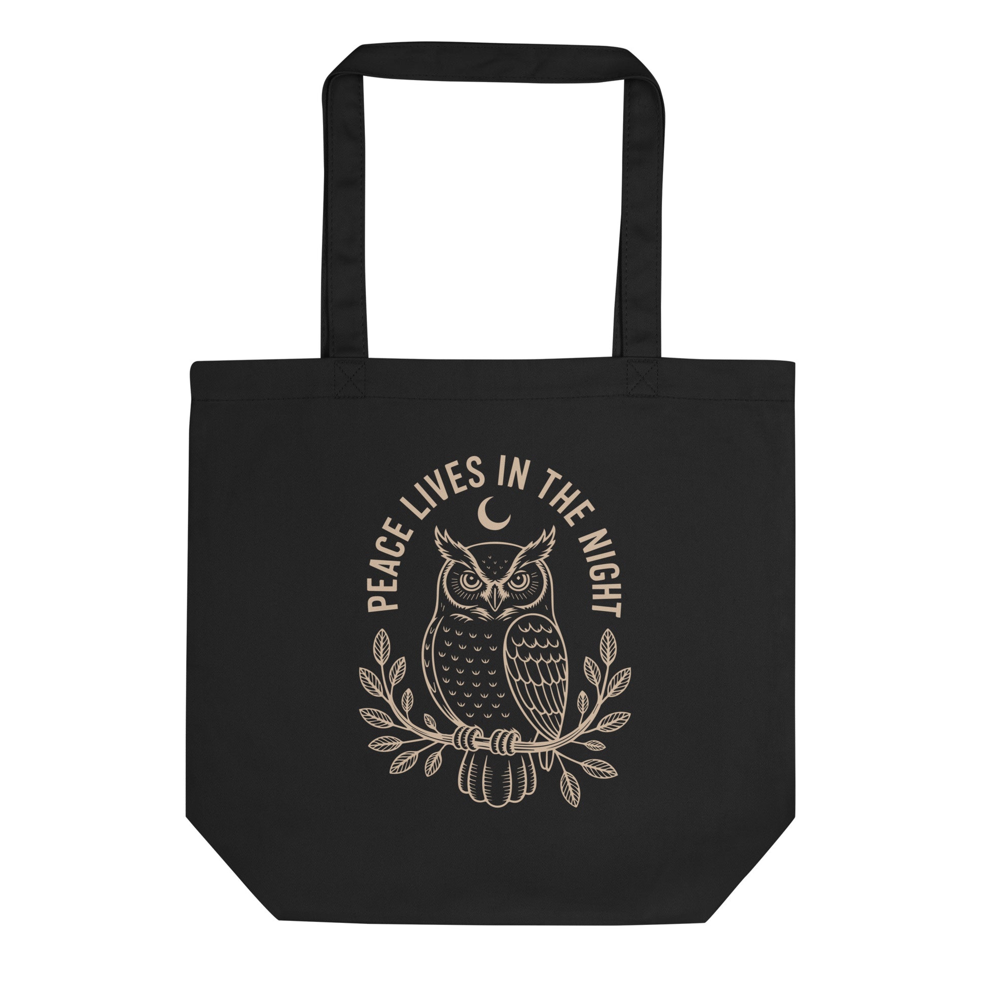 Eco Tote Bag: 'Peace in the Night' in Fall | Sustainable Owl Accessories USA Dudeily