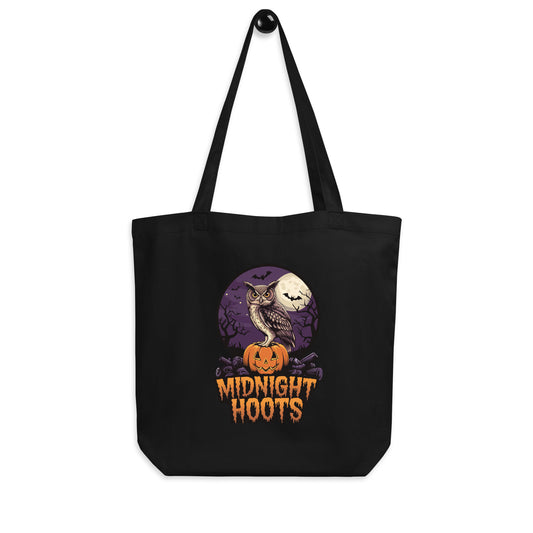 Eco Tote Bag: Halloween Owl Sustainable & Stylish Eco Fashion USA Black Dudeily
