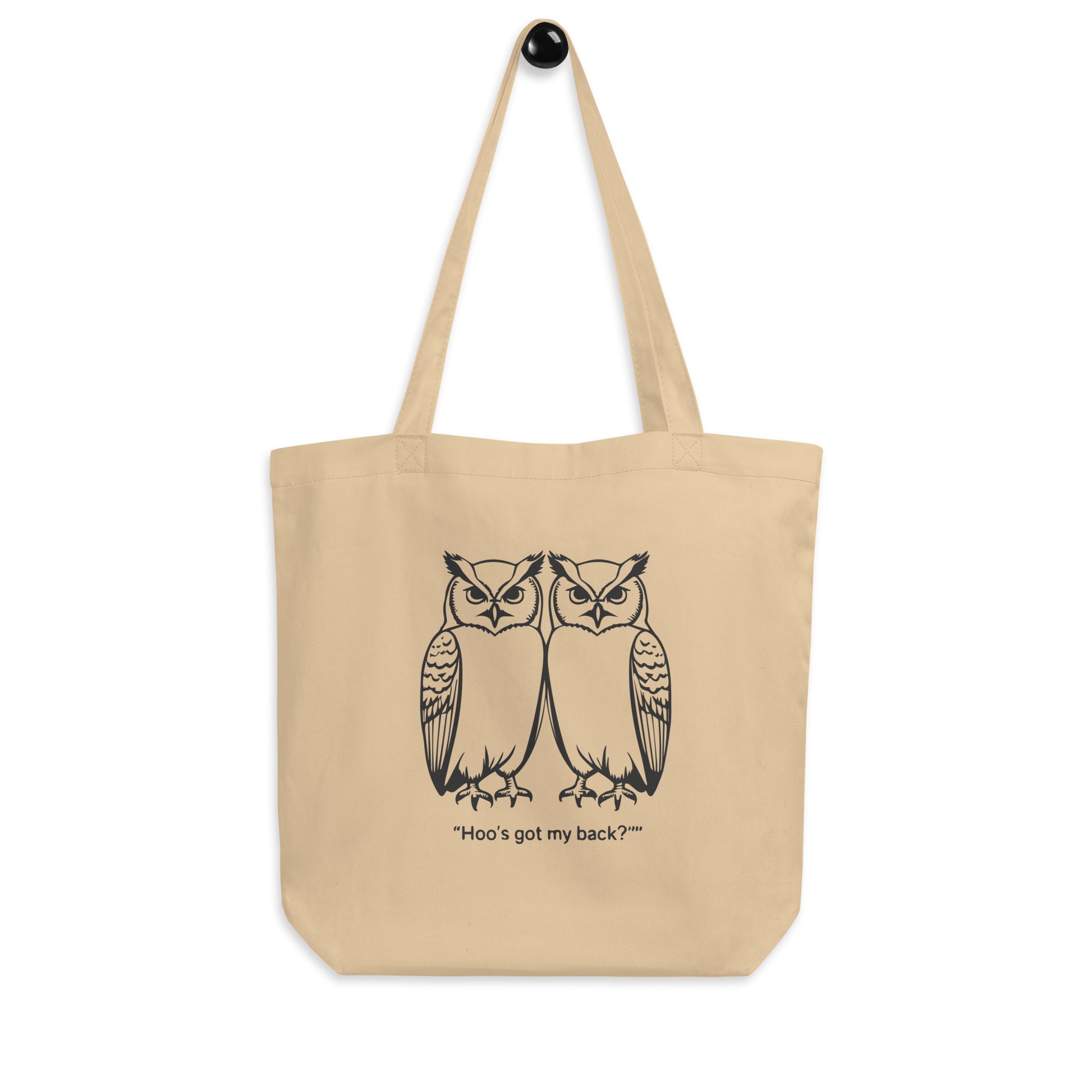 Eco Tote Bag: Hoo’s Got My Back? | Owl-Themed Sustainable Fashion USA by Dudeily Dudeily