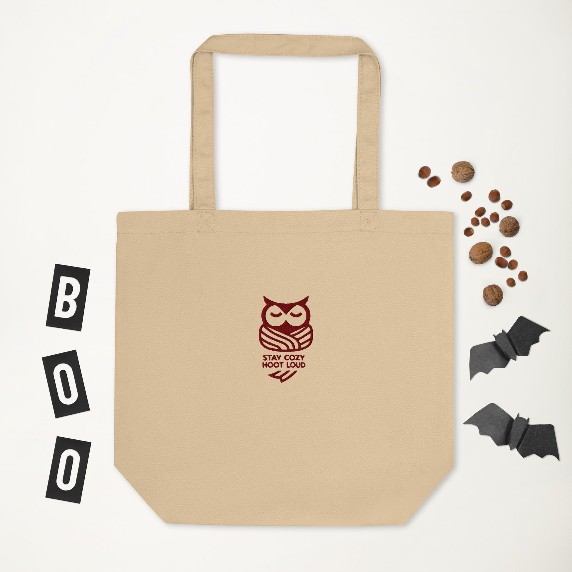 Owl Eco Tote Bag: 'Stay Cozy Hoot Loud' in Fall | Sustainable Fashion USA Dudeily