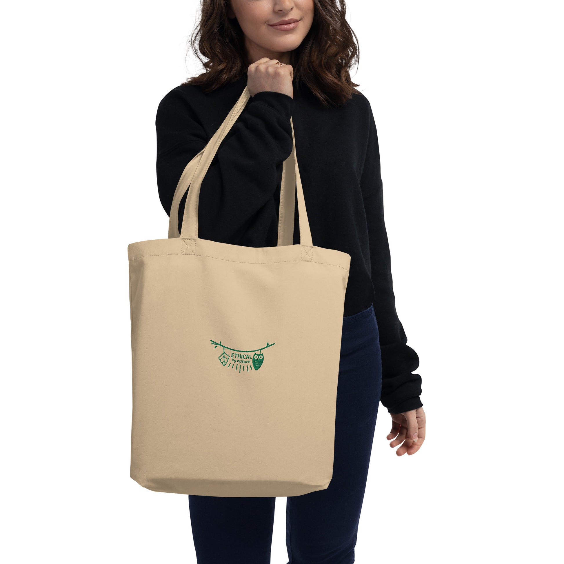 Eco Tote Bag: Ethical by Nature | Owl Embroidered Sustainable Fashion Accessory USA by Dudeily Dudeily