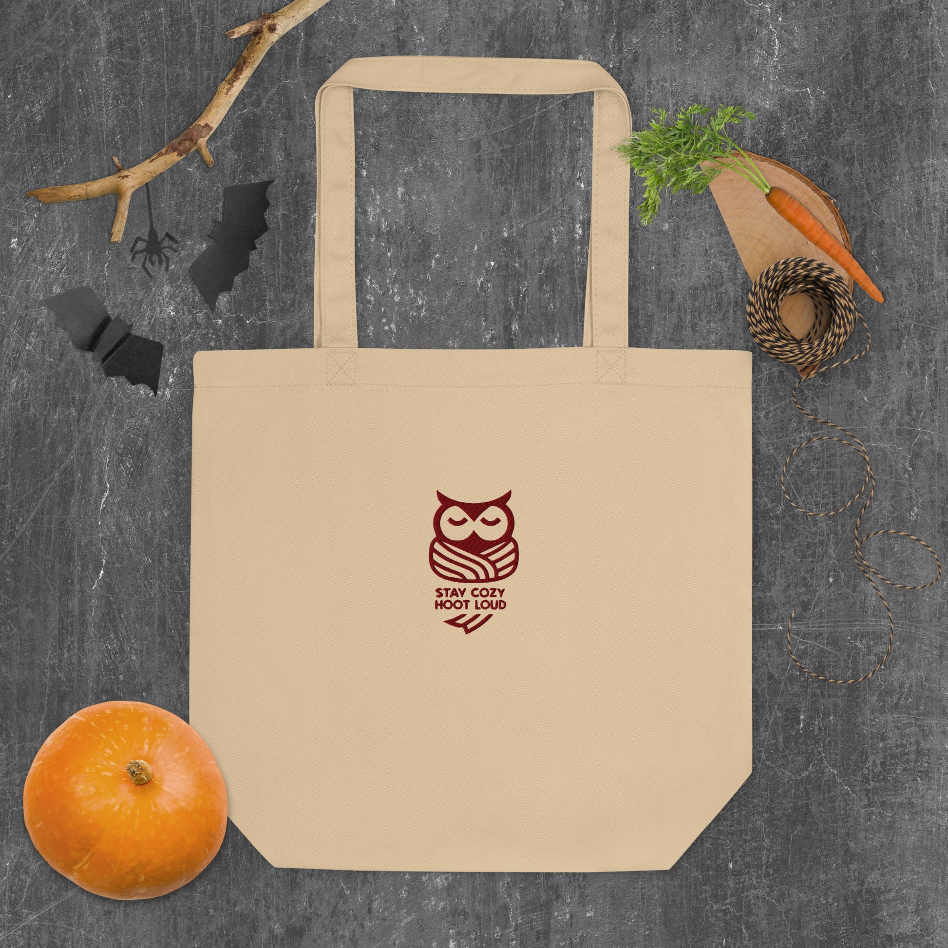 Owl Eco Tote Bag: 'Stay Cozy Hoot Loud' in Fall | Sustainable Fashion USA Dudeily