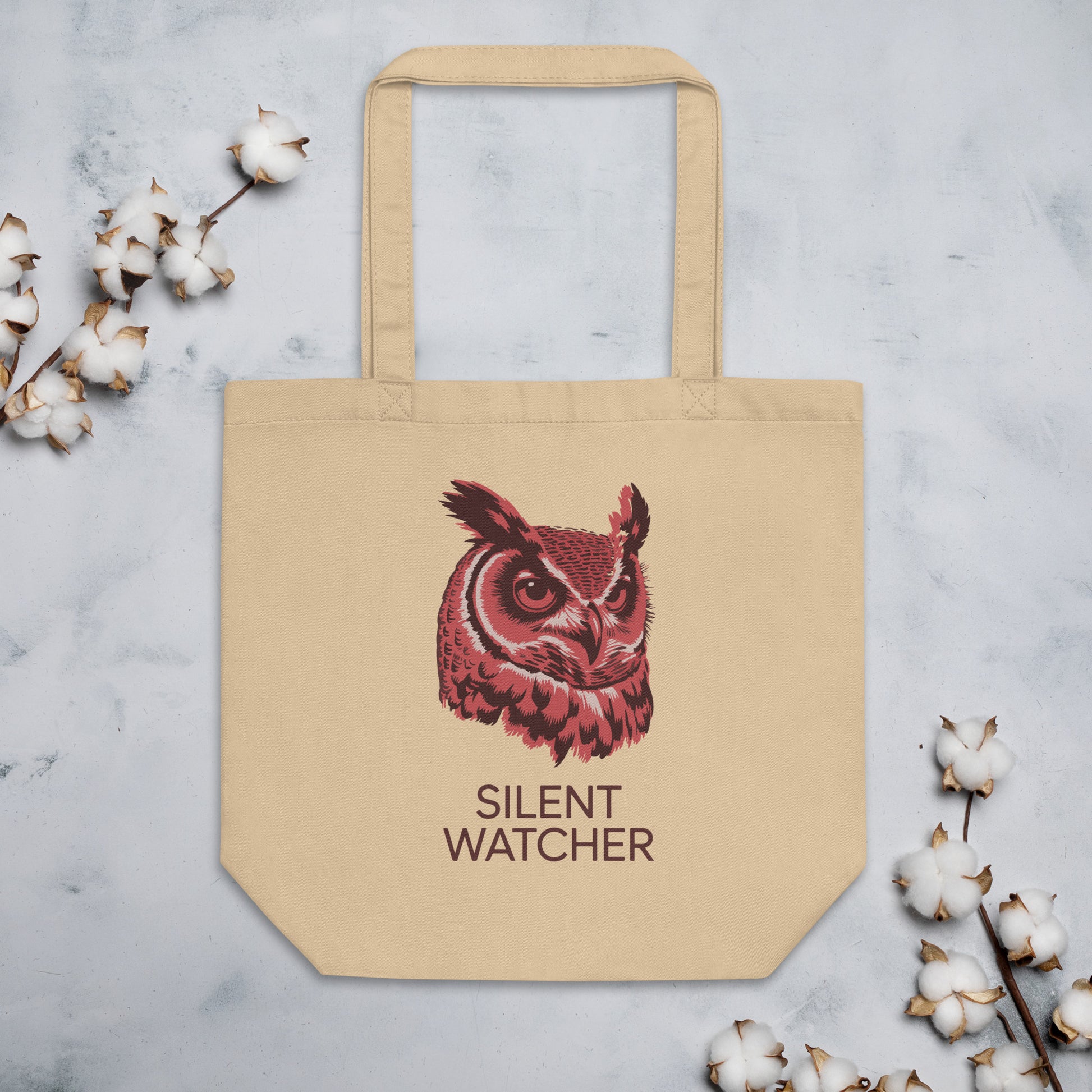 Eco Tote Bag: 'Silent Watcher' in Fall | Sustainable Owl Fashion USA Dudeily
