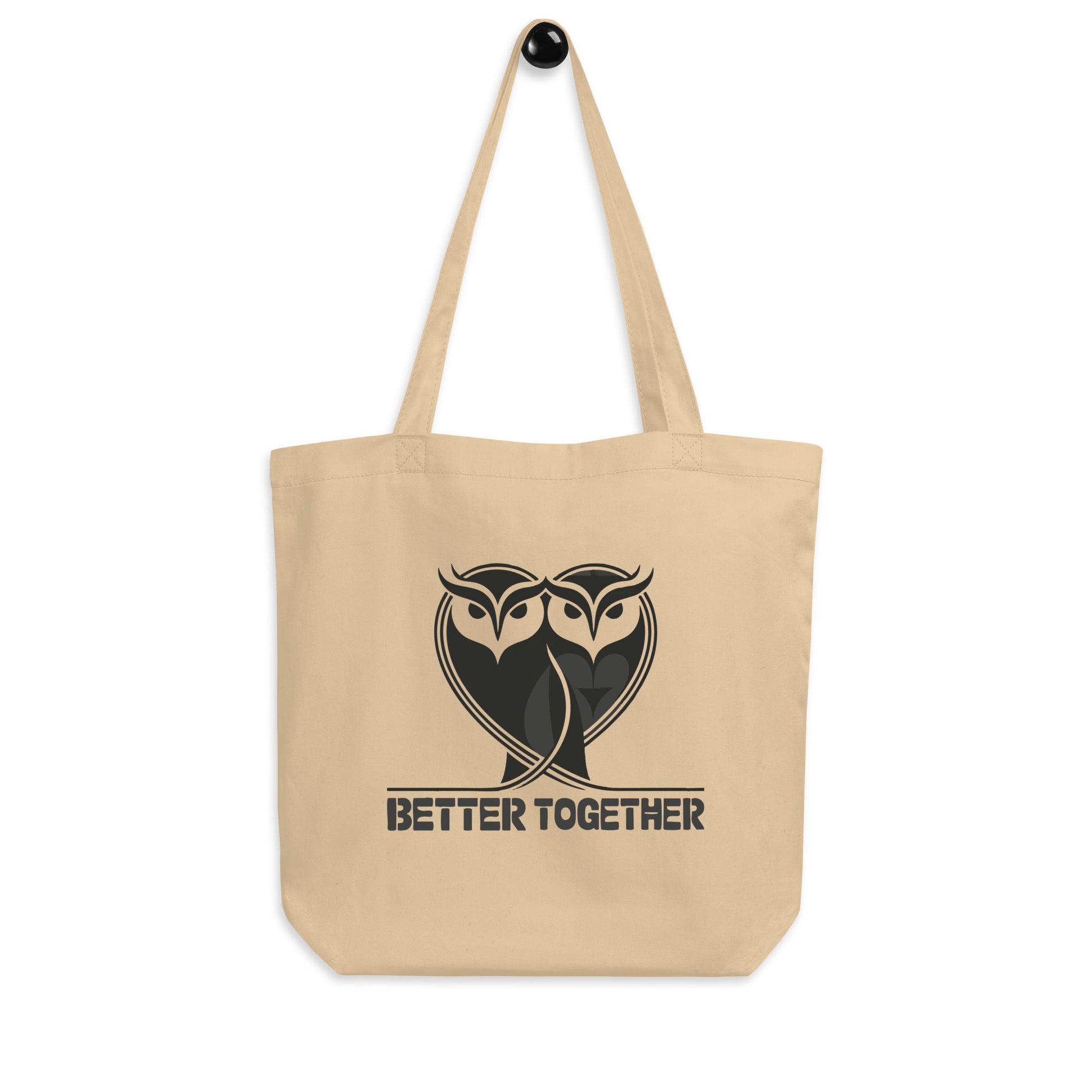 Eco Tote Bag – Eco-Friendly Owl Accessories “Better Together” Printed Organic Carry Oyster Dudeily