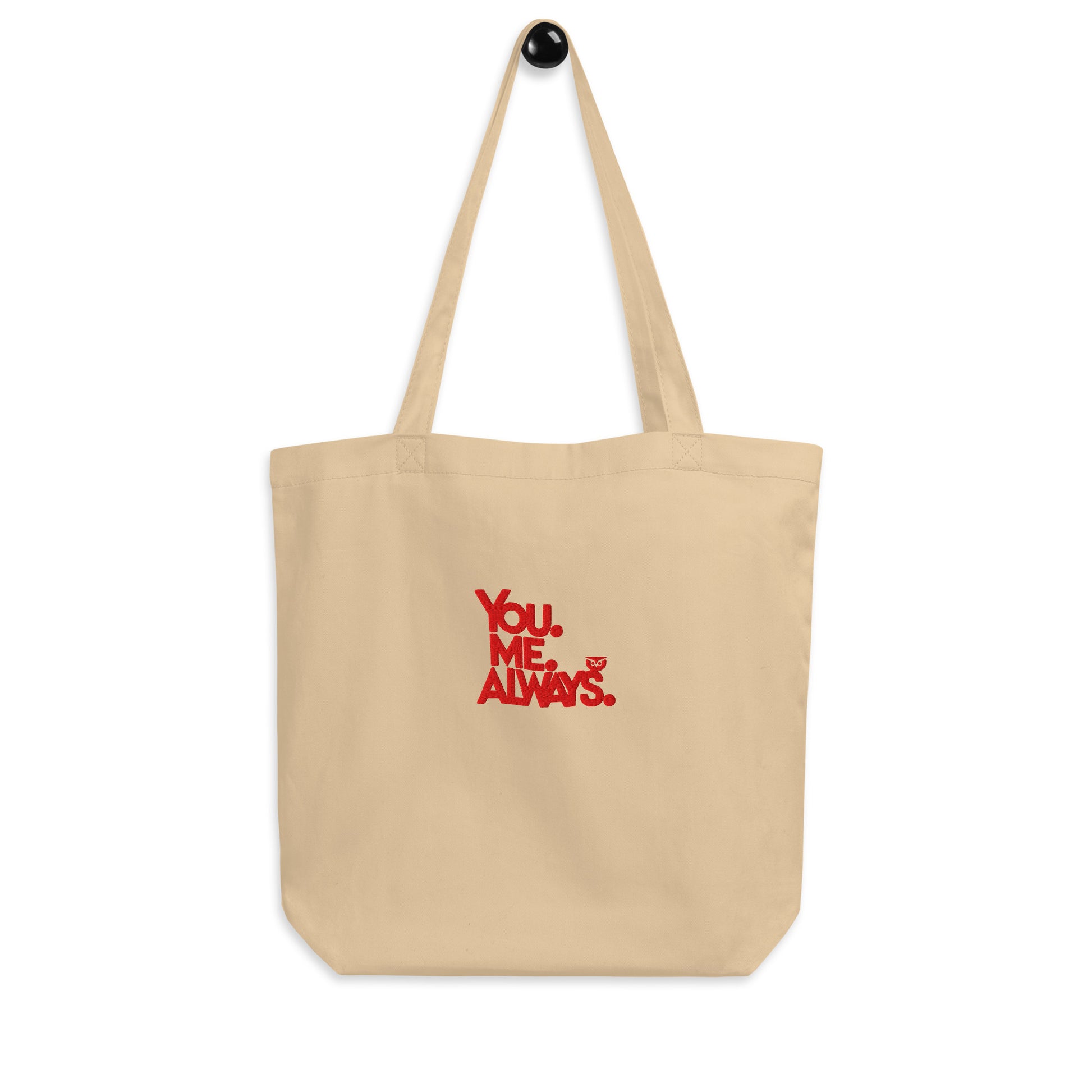 Eco Tote – Eco-Friendly Owl Accessories “You. Me. Always” Embroidered Organic Carry Oyster Dudeily