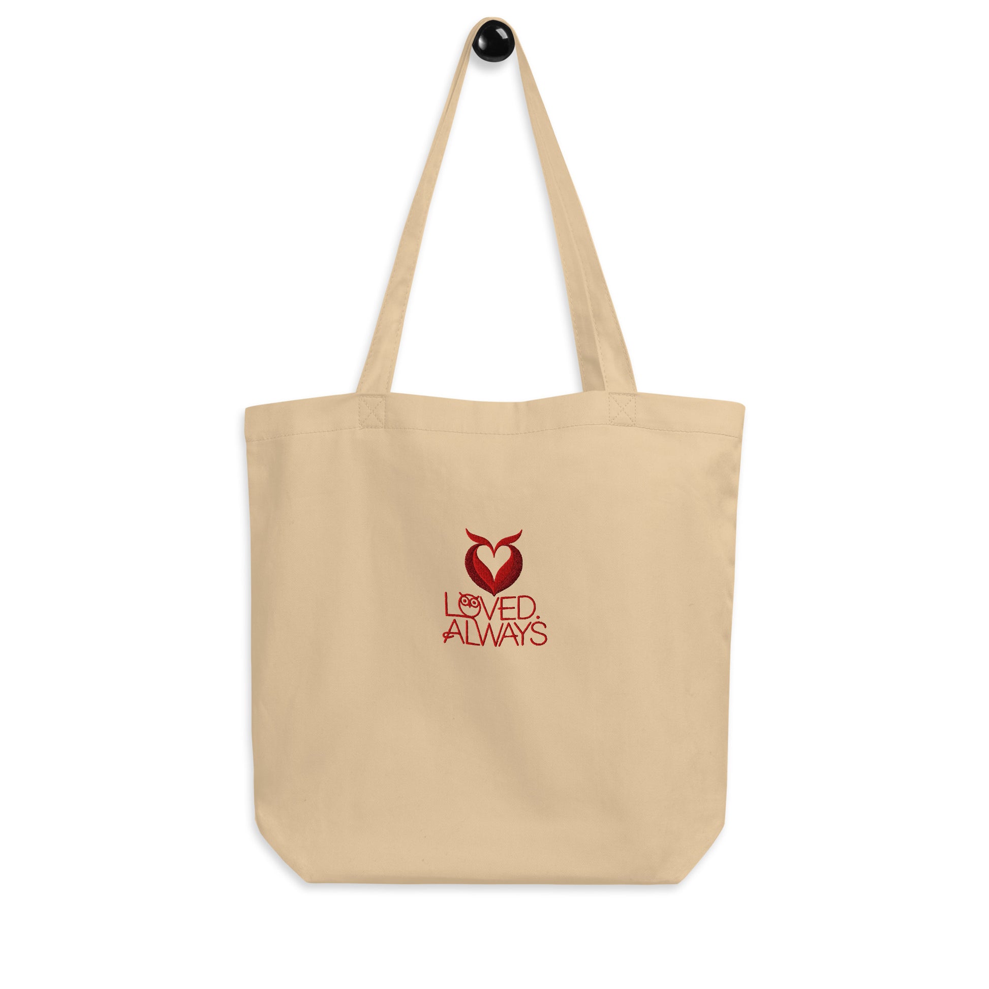 Eco Tote – Eco-Friendly Owl Accessories “Loved Always” Embroidered Organic Carry Oyster Dudeily