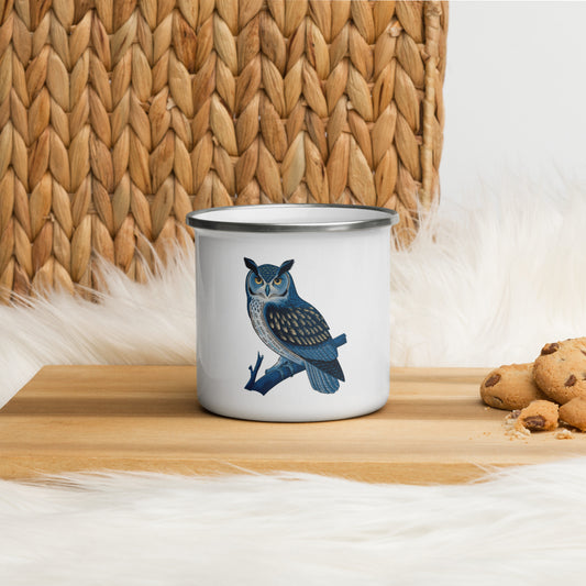 Owl-Themed Enamel Mug – Lightweight, Durable Drinkware