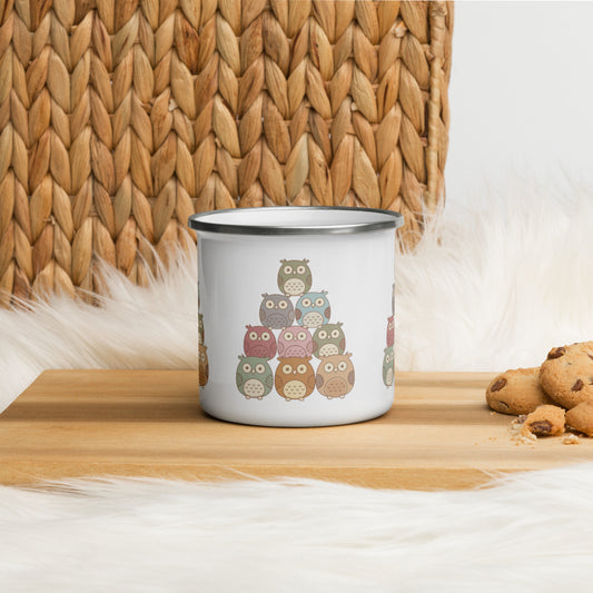 Owl-Themed Enamel Mug – Lightweight, Durable Drinkware