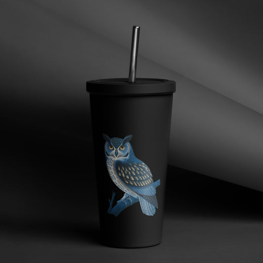 Owl-Themed Insulated Tumbler with Straw – Stylish and Spill-Proof Drinkware