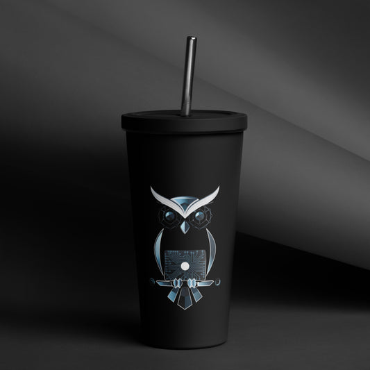 Owl-Themed Insulated Tumbler with Straw – Stylish and Spill-Proof Drinkware