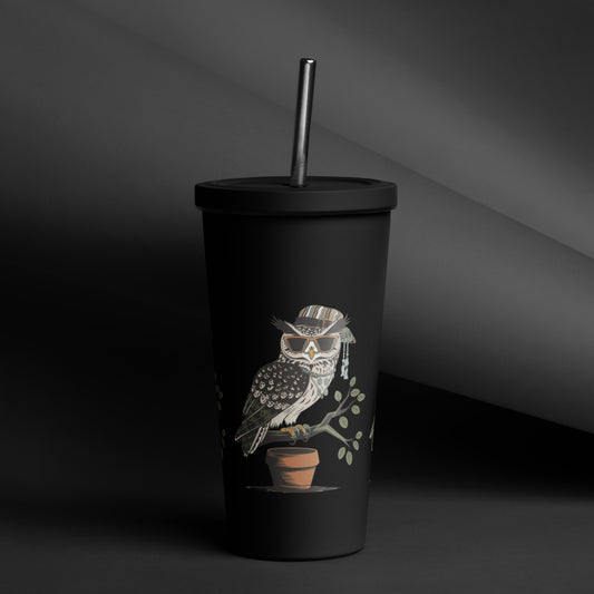 Owl-Themed Insulated Tumbler with Straw – Stylish and Spill-Proof Drinkware