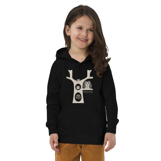 Little Owl Hugs – Kids Eco Hoodie | Sustainable Fashion USA | Family Day Special Black Dudeily