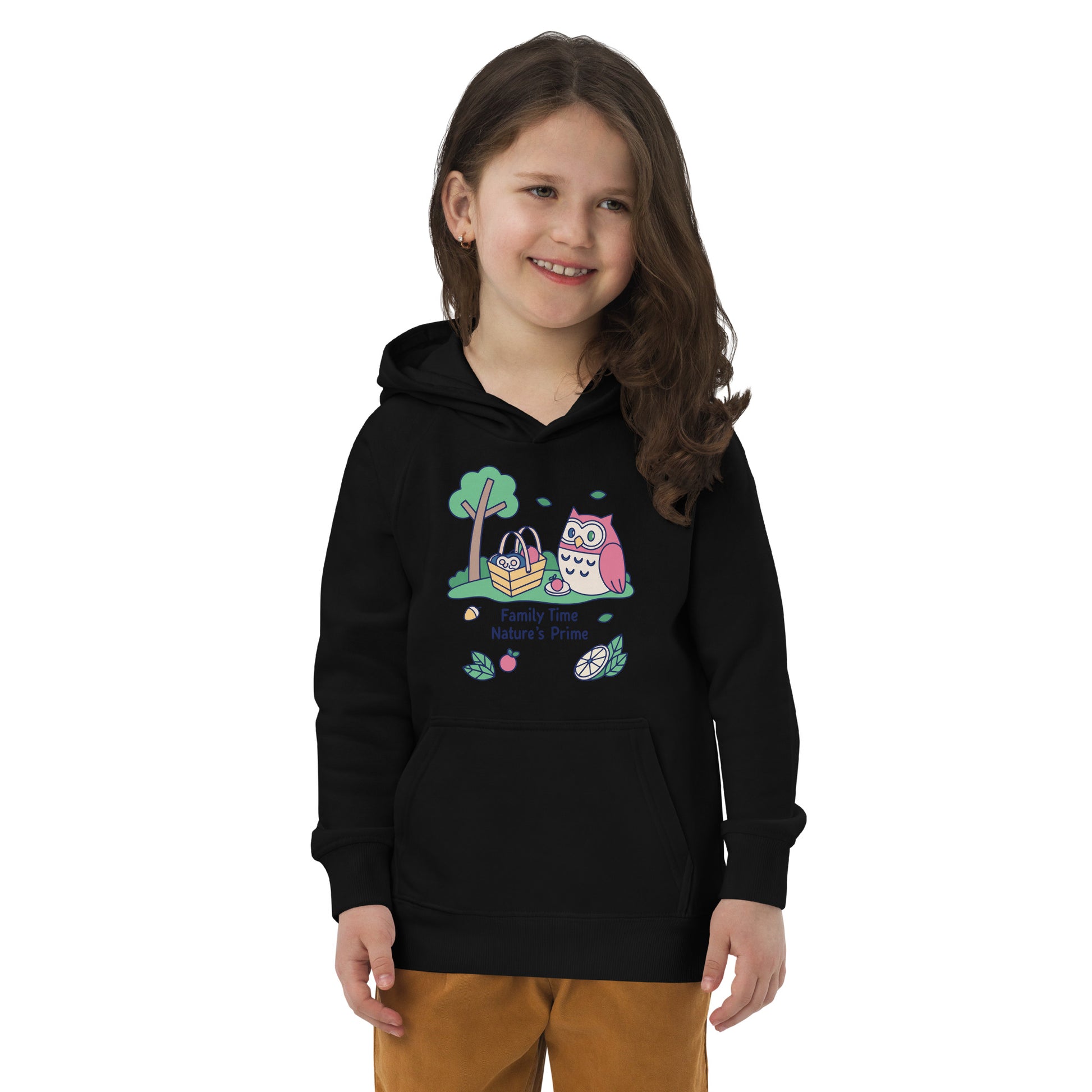 Kids Eco Hoodie – Little OwlHug Sustainable Fashion for Family Day Fun Black Dudeily