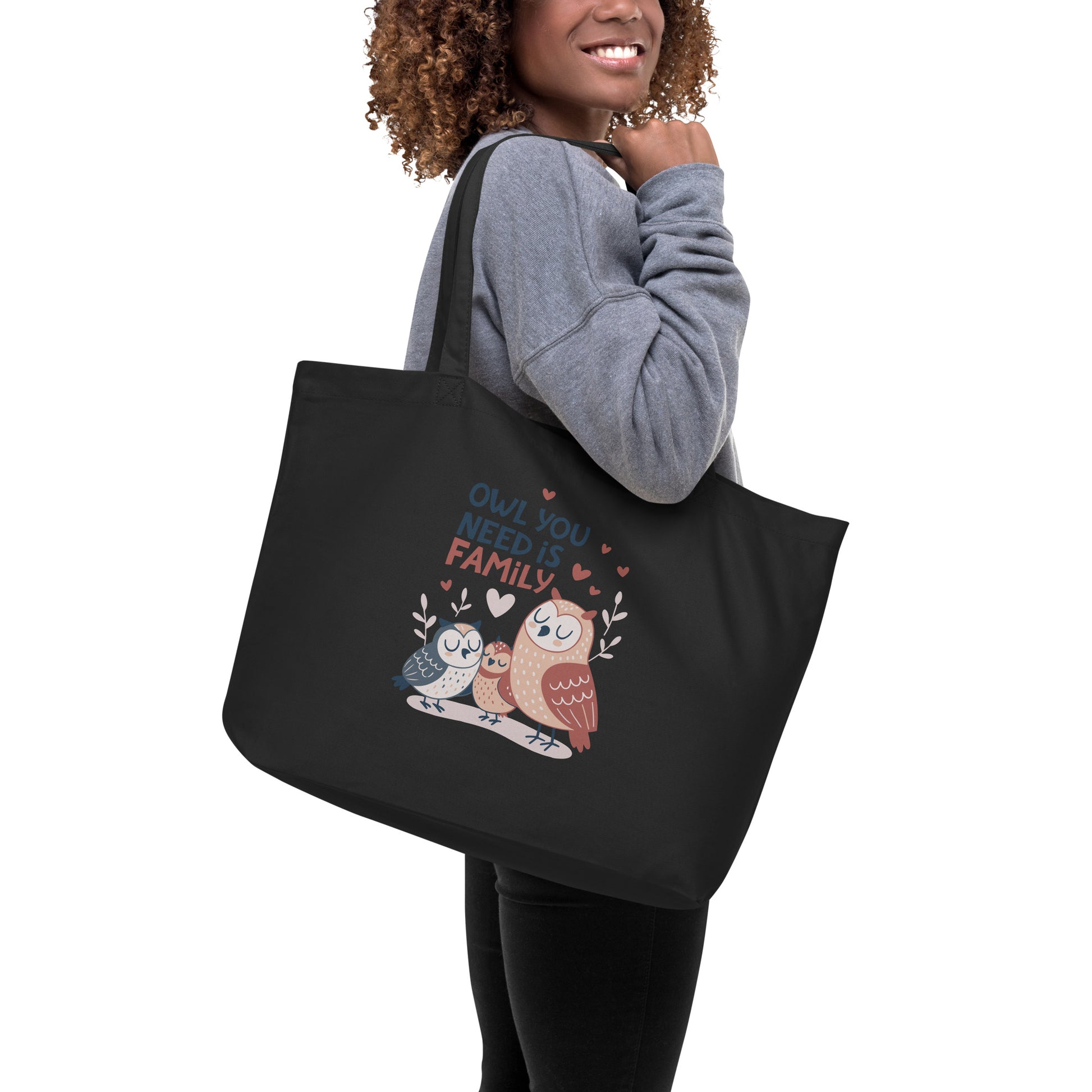 Large Organic Tote Bag – OwlCarry Sustainable Fashion Tote for Family Day Adventures Dudeily