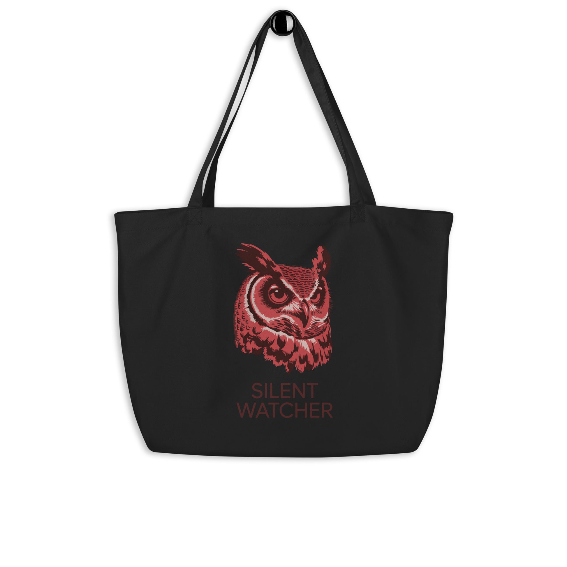 Large Organic Tote Bag: 'Silent Watcher' in Fall | Sustainable Owl Fashion USA Dudeily