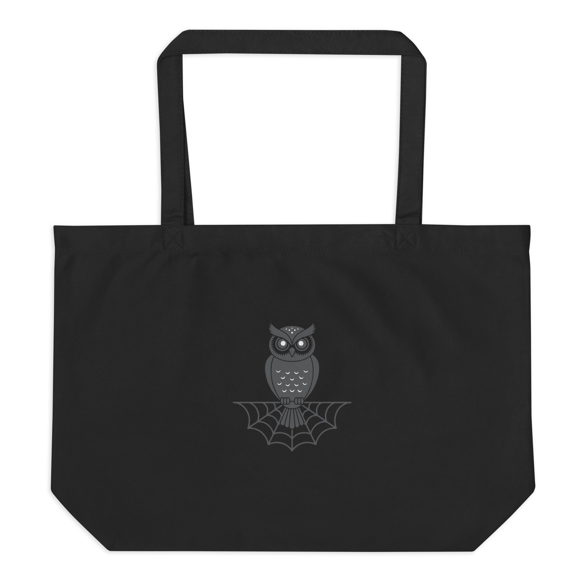Large Organic Tote Bag: Halloween Owl Eco-Friendly Style USA Dudeily