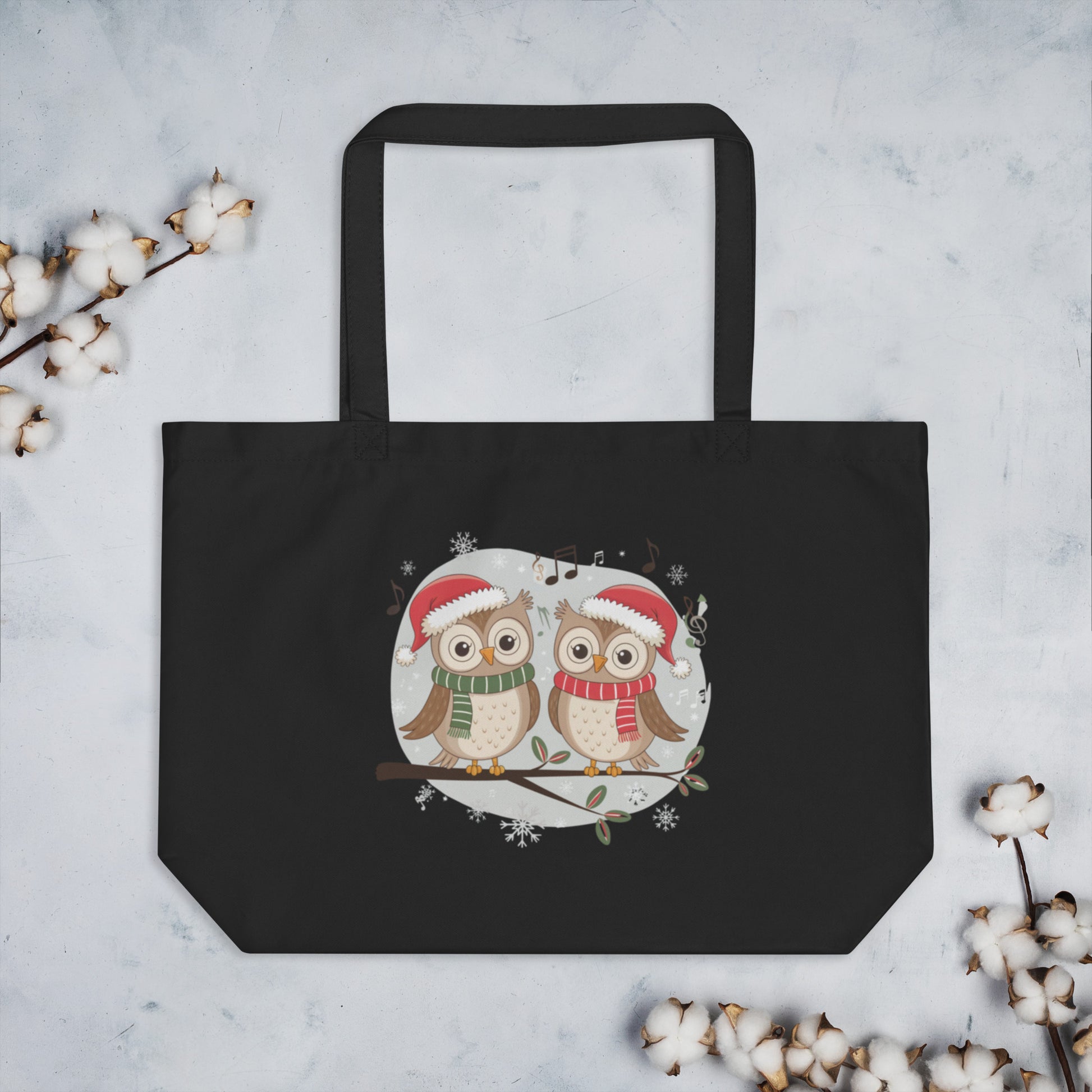 Large Organic Tote Bag: Owl Themed Spacious, Durable, and Eco-Friendly for Everyday Use Dudeily