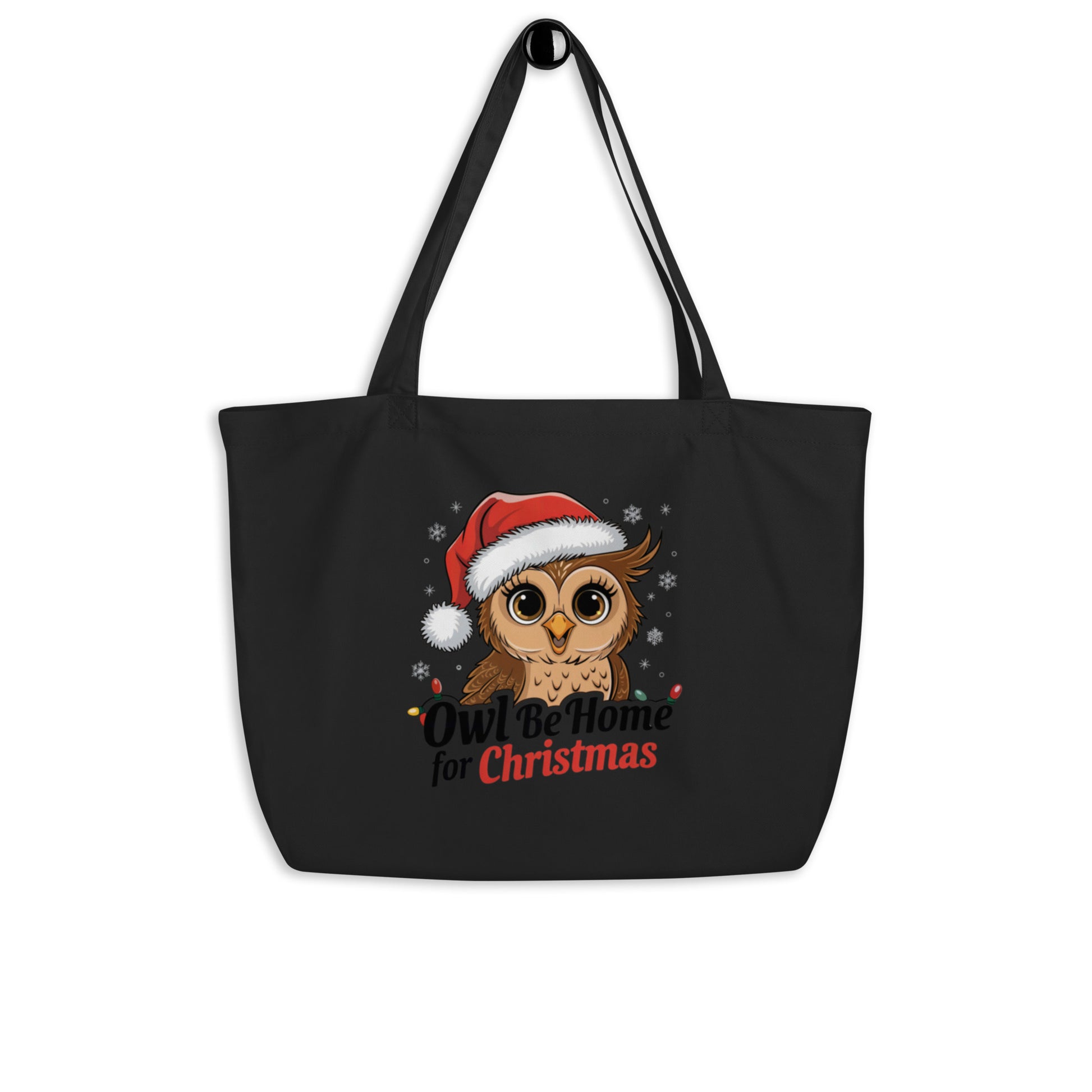 Large Organic Tote Bag: Owl Themed Eco-Friendly, Spacious, and Perfect for Everyday Use Black Dudeily