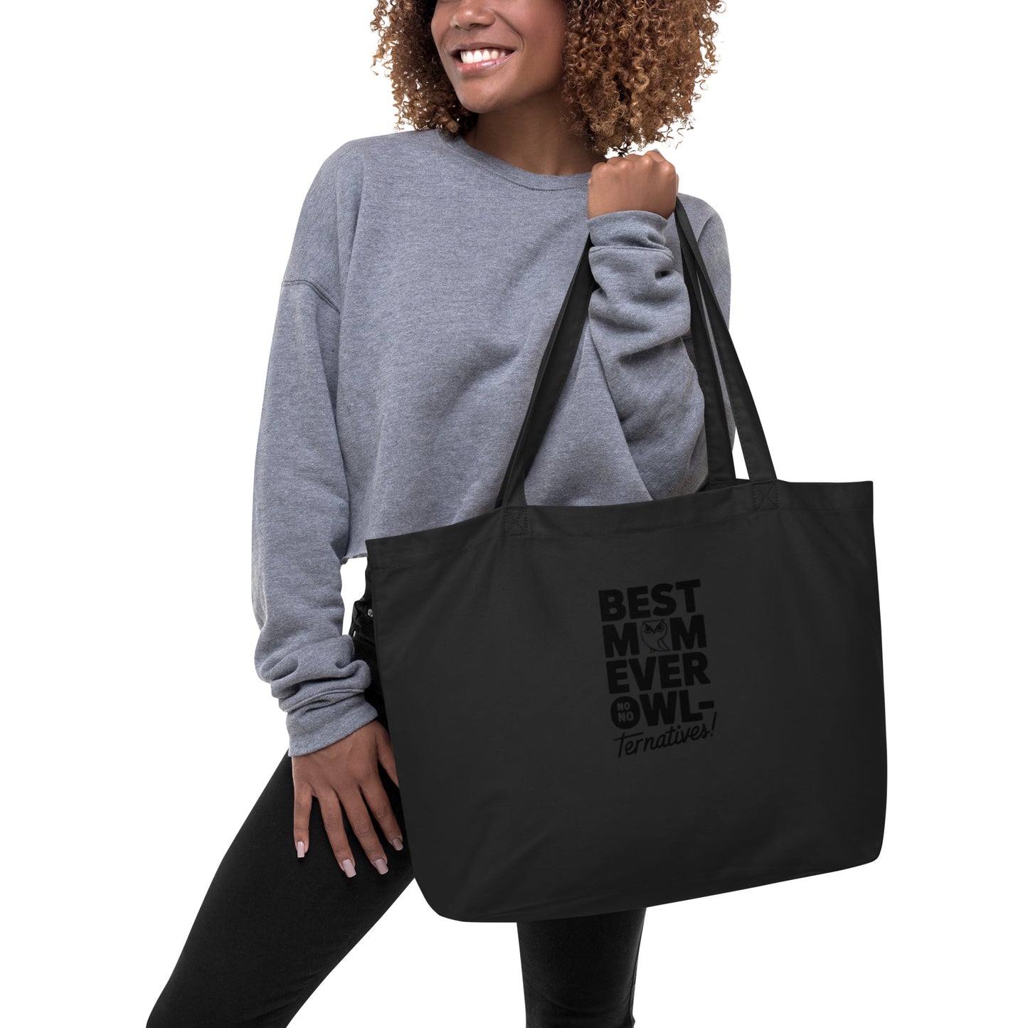 Large Organic Tote Bag – Owl-Themed Heavy-Duty Eco-Friendly Cotton Shopper Dudeily