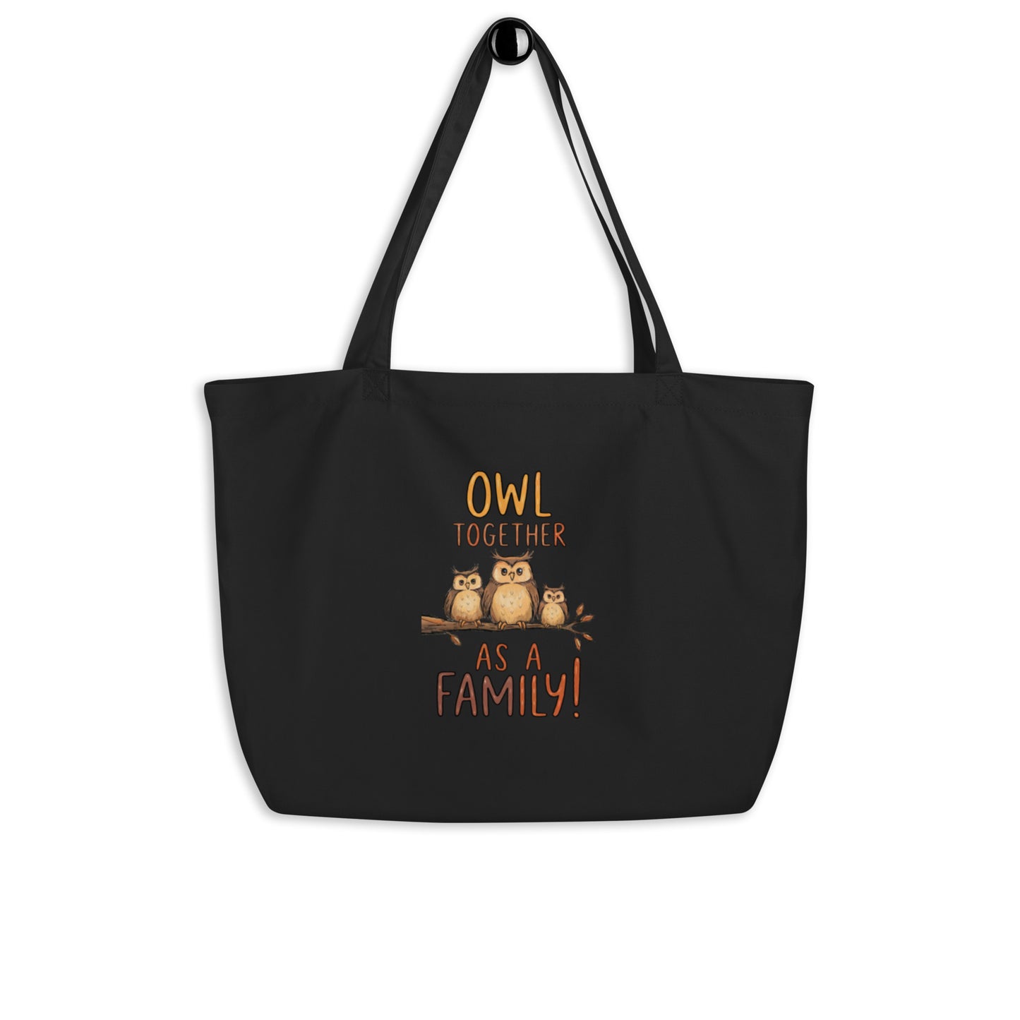 OwlSpirit Organic Large Tote – Sustainable Utility Meets Wise Design Black Dudeily