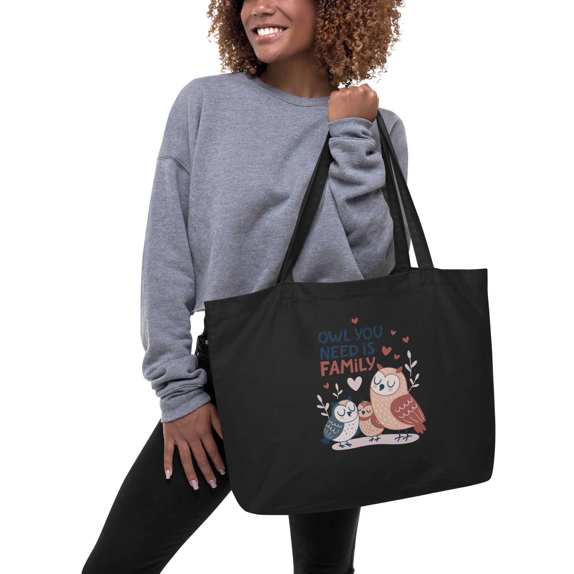 Large Organic Tote Bag – OwlCarry Sustainable Fashion Tote for Family Day Adventures Dudeily