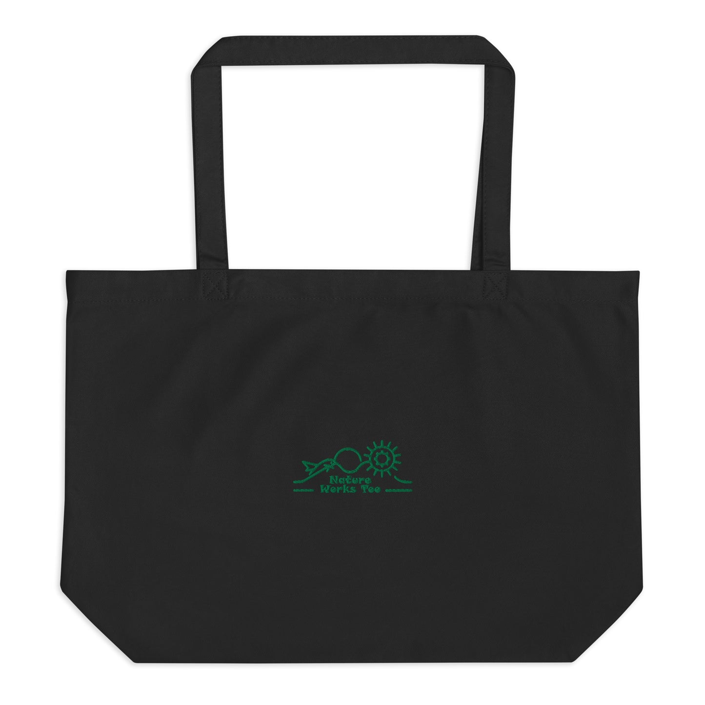 Large Organic Tote Bag: Nature Works Too | Owl Embroidered Eco Tote – Sustainable Fashion USA by Dudeily Dudeily