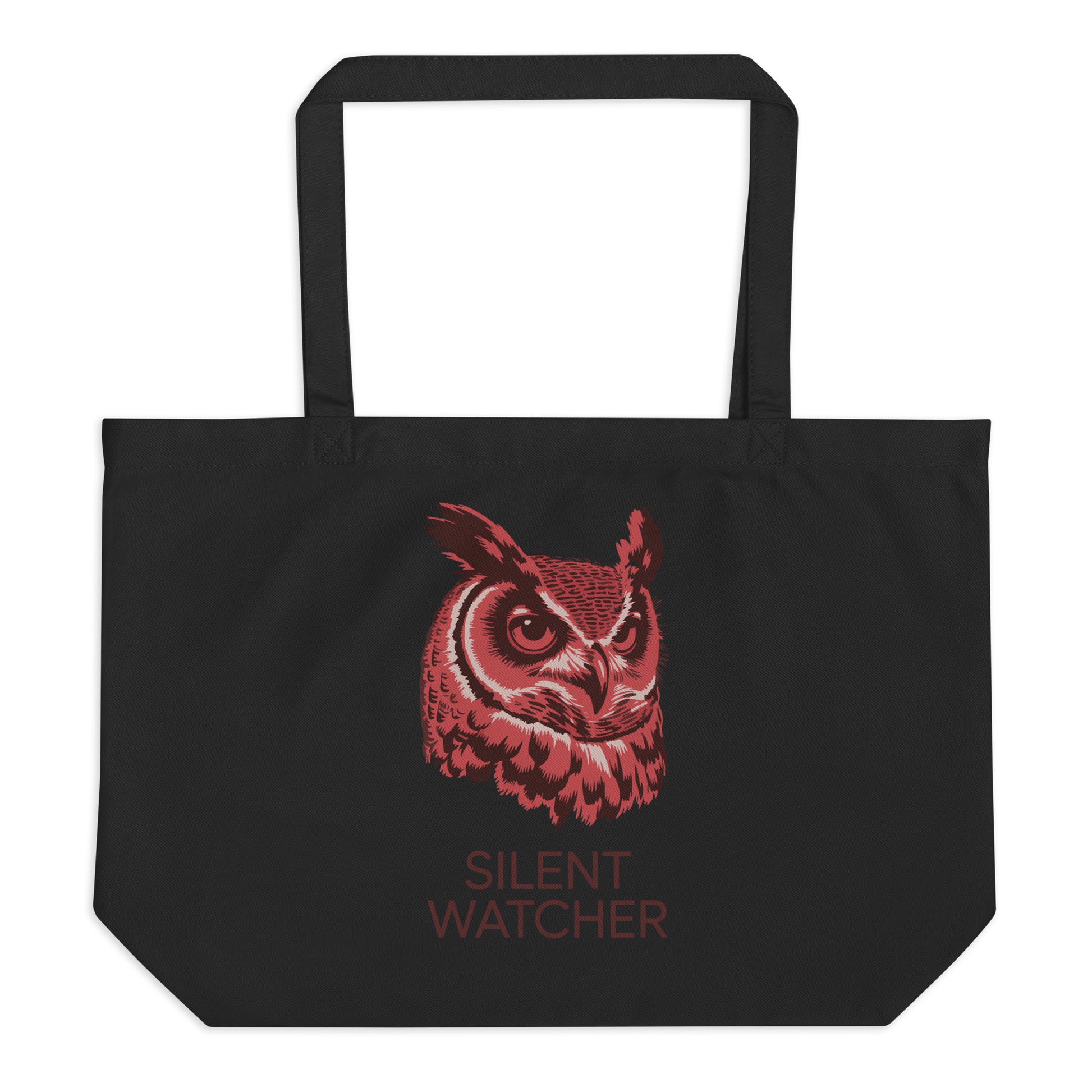 Large Organic Tote Bag: 'Silent Watcher' in Fall | Sustainable Owl Fashion USA Dudeily