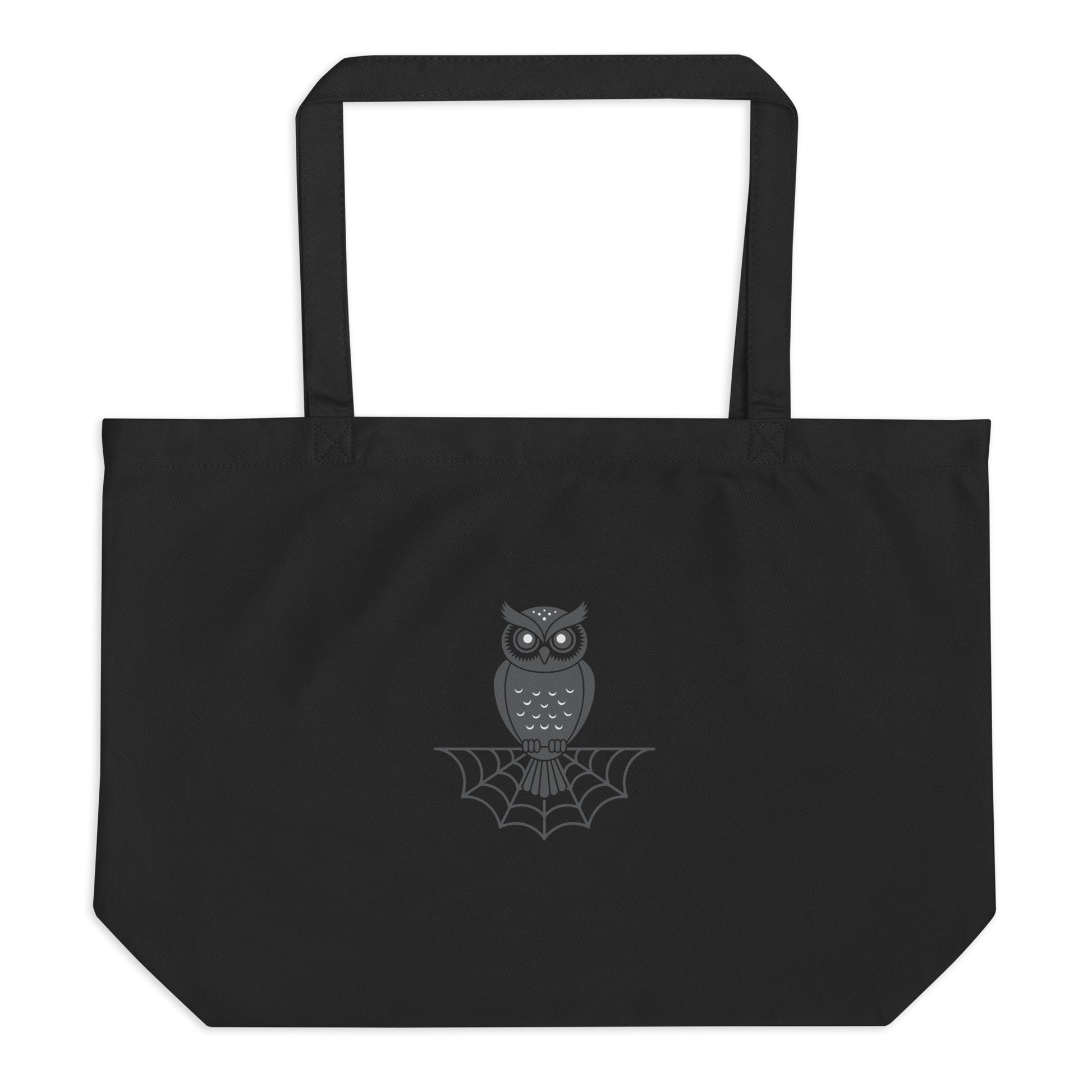 Large Organic Tote Bag: Halloween Owl Eco-Friendly Style USA Dudeily