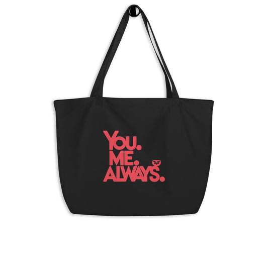 Large Organic Tote-Eco-Friendly Owl Accessories “You.Me.Always” Printed Organic Carry Black Dudeily