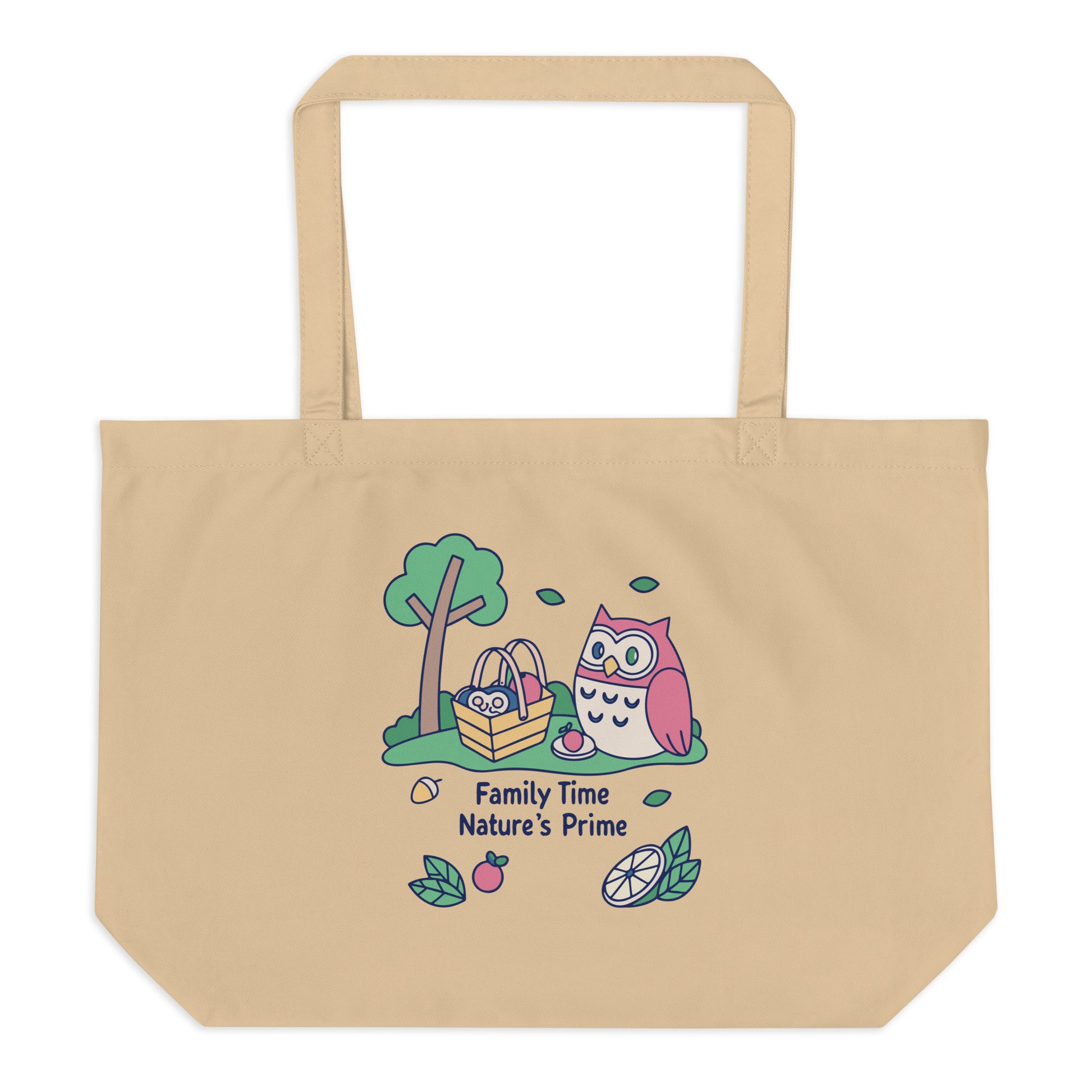 Large Organic Tote Bag – OwlCarry Sustainable Fashion Essential for Family Day Dudeily