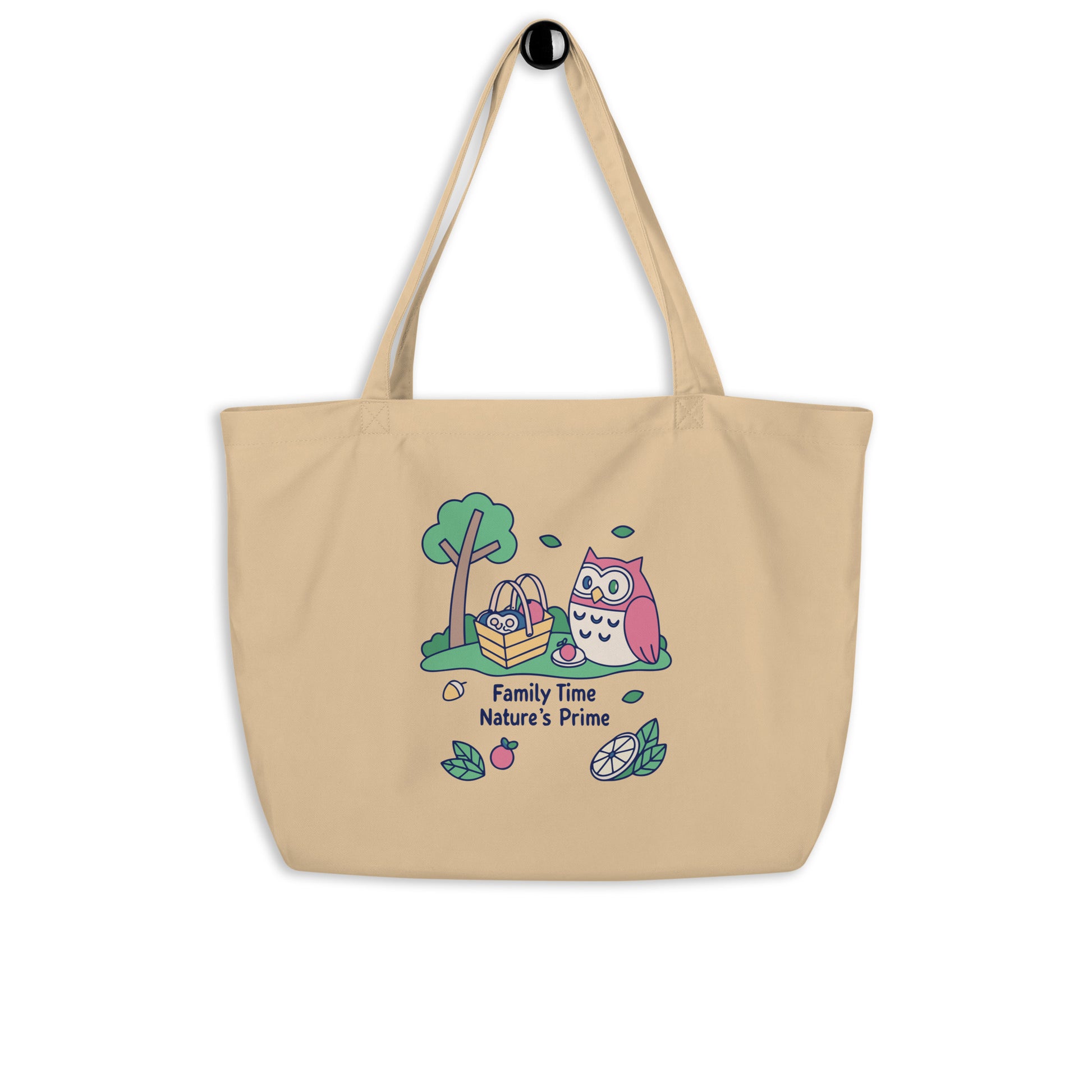Large Organic Tote Bag – OwlCarry Sustainable Fashion Essential for Family Day Dudeily