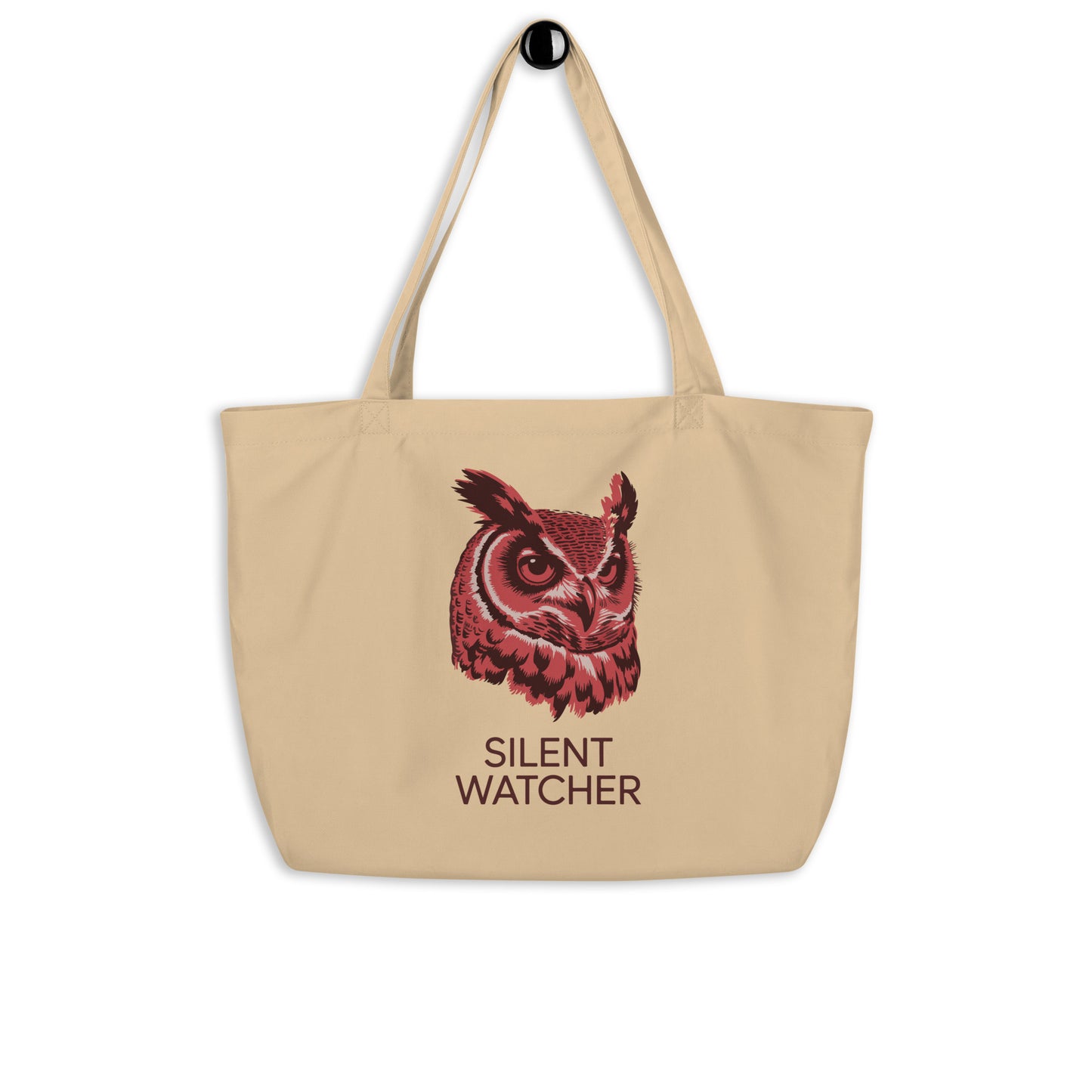 Large Organic Tote Bag: 'Silent Watcher' in Fall | Sustainable Owl Fashion USA Dudeily