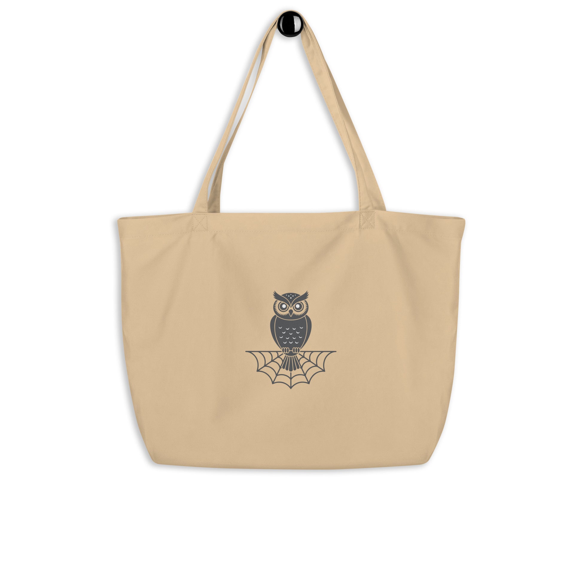 Large Organic Tote Bag: Halloween Owl Eco-Friendly Style USA Dudeily