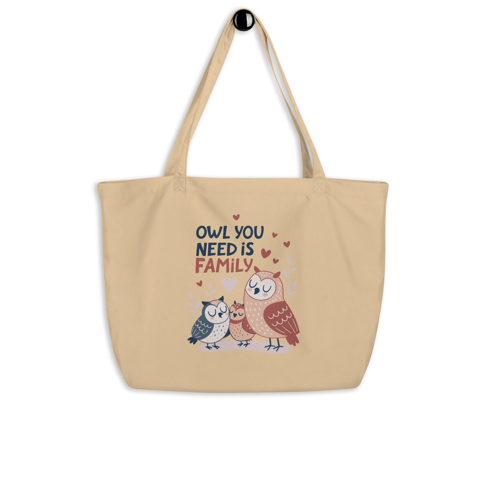 Large Organic Tote Bag – OwlCarry Sustainable Fashion Tote for Family Day Adventures Oyster Dudeily